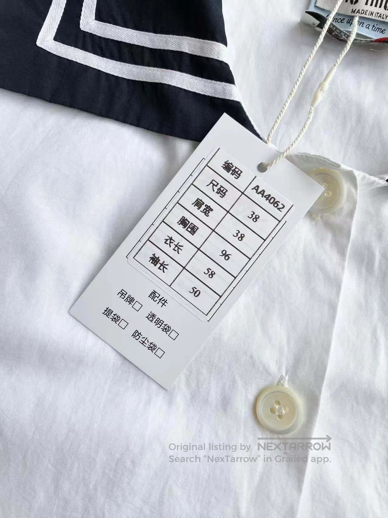 Miu Miu Miu Miu Navy collar long-sleeved shirt| Size XS / US 0-2 / IT 36-38 - 7 Thumbnail