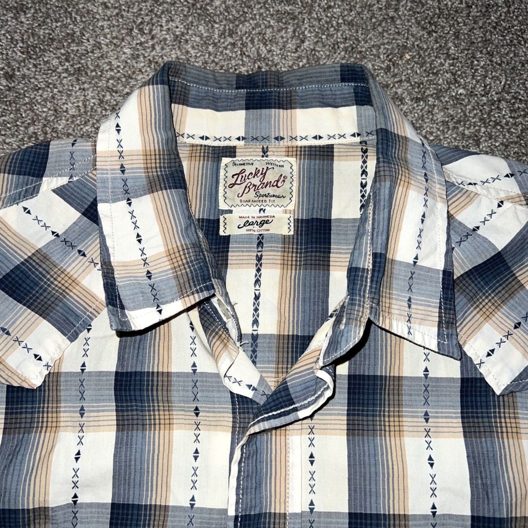 Lucky Brand Lucky Brand Sportswear Plaid Snap Button Shirt Adult Large Multicolor Mens Size US L / EU 52-54 / 3 - 2 Thumbnail