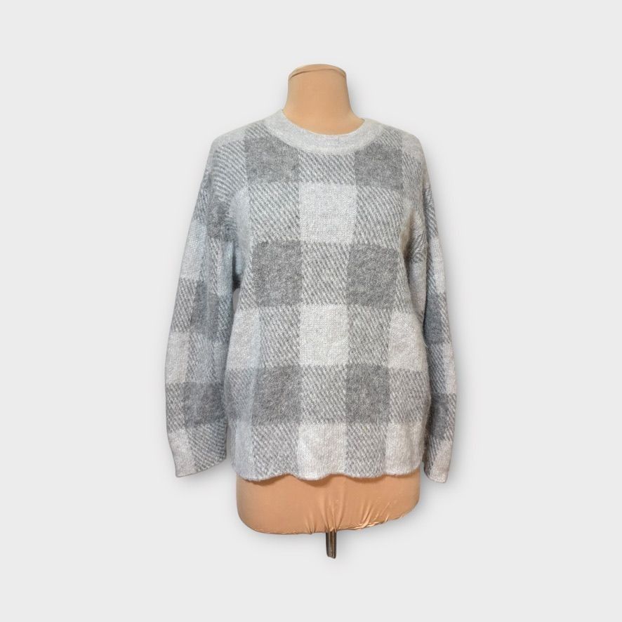 Vince Vince Gray Alpaca Mohair Blend Sweater S Gray Check Houndsto Size S / US 4 / IT 40 - 6 Thumbnail
