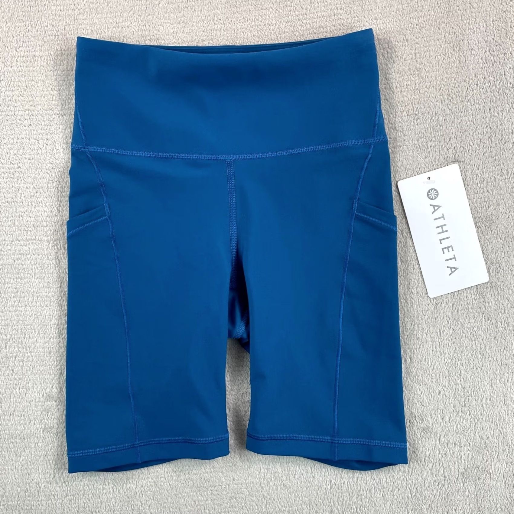 Athleta Athleta Bike Short Women 2XS Dark Lapis Blue 7" Stash Interval Pockets Yoga Gym NWT Size 24" / US 00 / IT 34 - 2 Thumbnail
