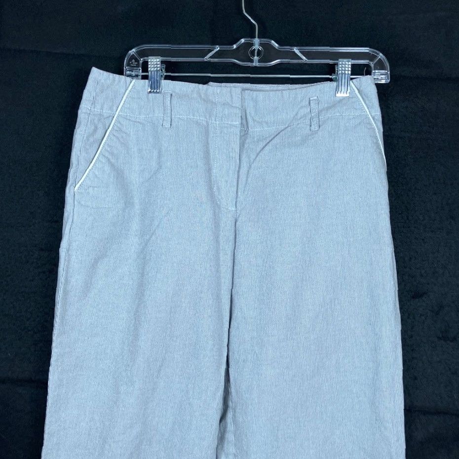 Ann Taylor Ann Taylor LOFT Womens Pants Gray Striped Mid Rise Wide Straight Stretch 8 Size 30" / US 8 / IT 44 - 2 Thumbnail
