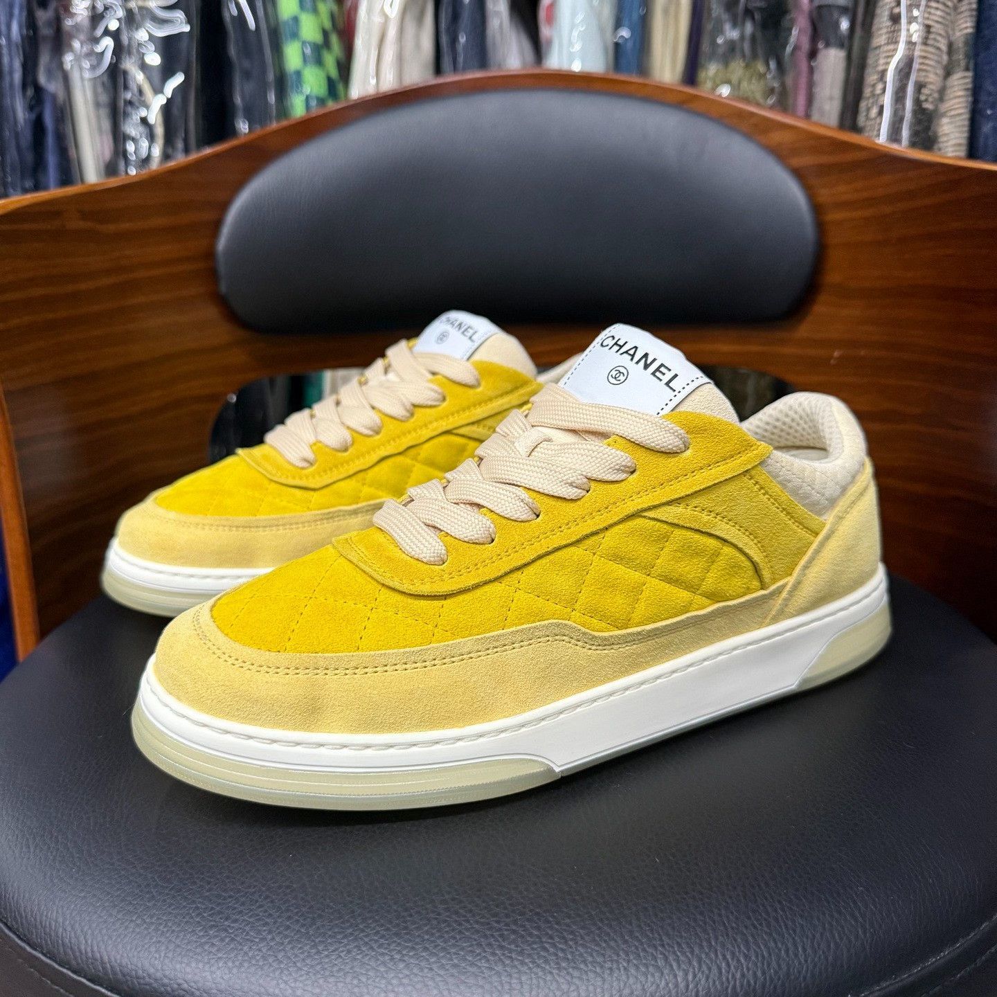 Chanel Chanel Suede Yellow Lowtop Sneakers 38 Women Size US 7.5 / IT 37.5 - 1 Thumbnail