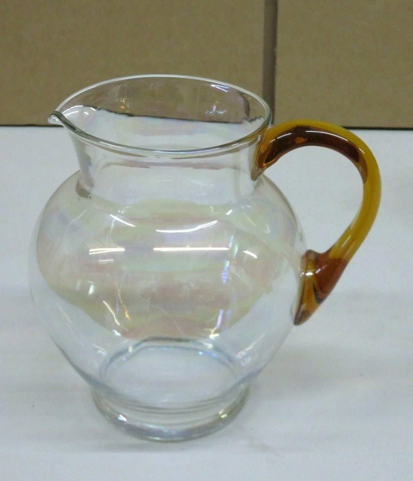 The Unbranded Brand Vintage Large Amber And Clear Glass Water Jug 7 1/2" Size ONE SIZE - 2 Thumbnail