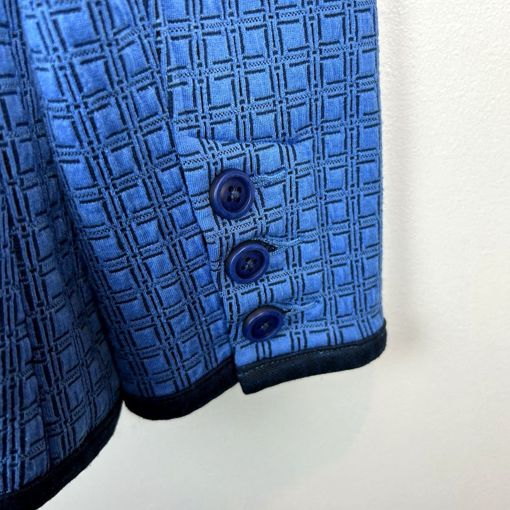 Vintage CAbi Scholarship Blazer Medium Blue Geometric Print Ponte Knit Style 6027 Office Women Size M / US 6-8 / IT 42-44 - 6 Thumbnail