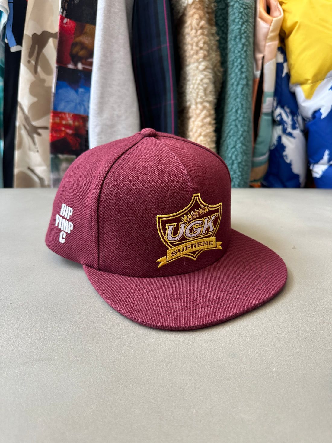 image of Supreme Ugk Rip Pimp C Hat Dark Red Ss24, Men's