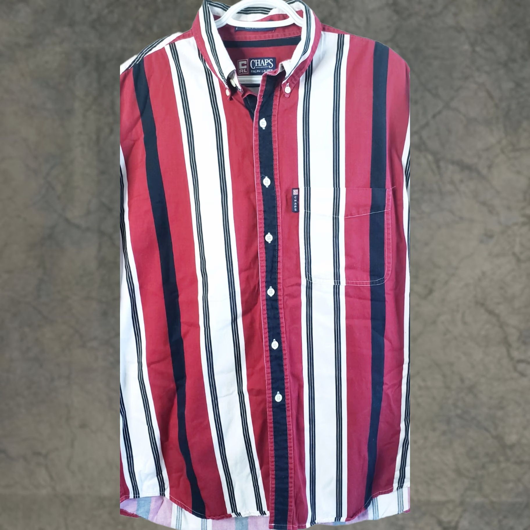 Ralph Lauren Chaps Ralph Lauren Men L Red Button-Down Long Sleeve Shirt Striped Cotton Size US L / EU 52-54 / 3 - 1 Thumbnail