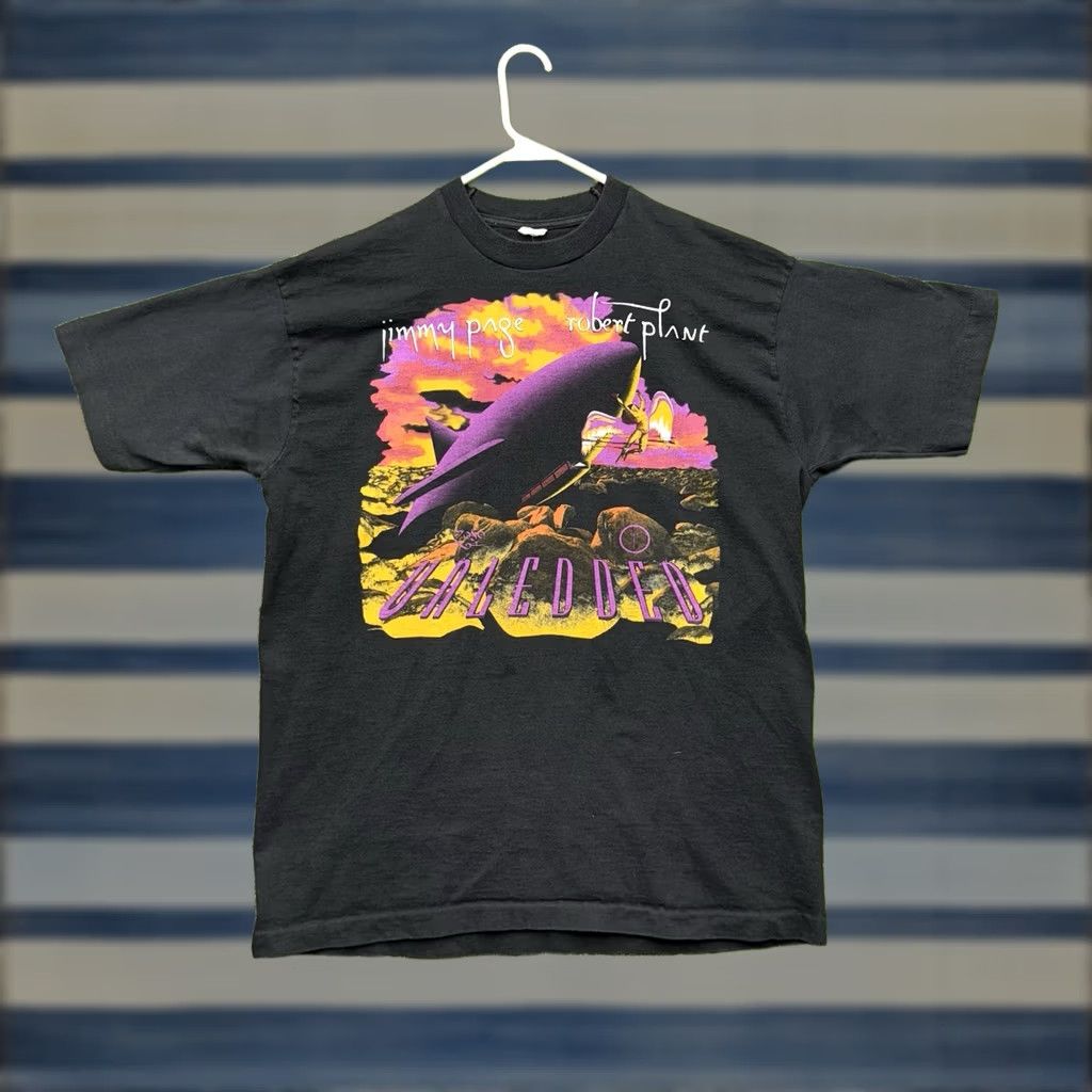 Fruit Of The Loom VINTAGE Fruit of the Loom Unledded Shirt Mens XL Black Robert Plant Jimmy Page No Quarter Tour 90s Shirt Mens XL Black 90s Mens VINTAGE Size US XL / EU 56 / 4 - 1 Thumbnail