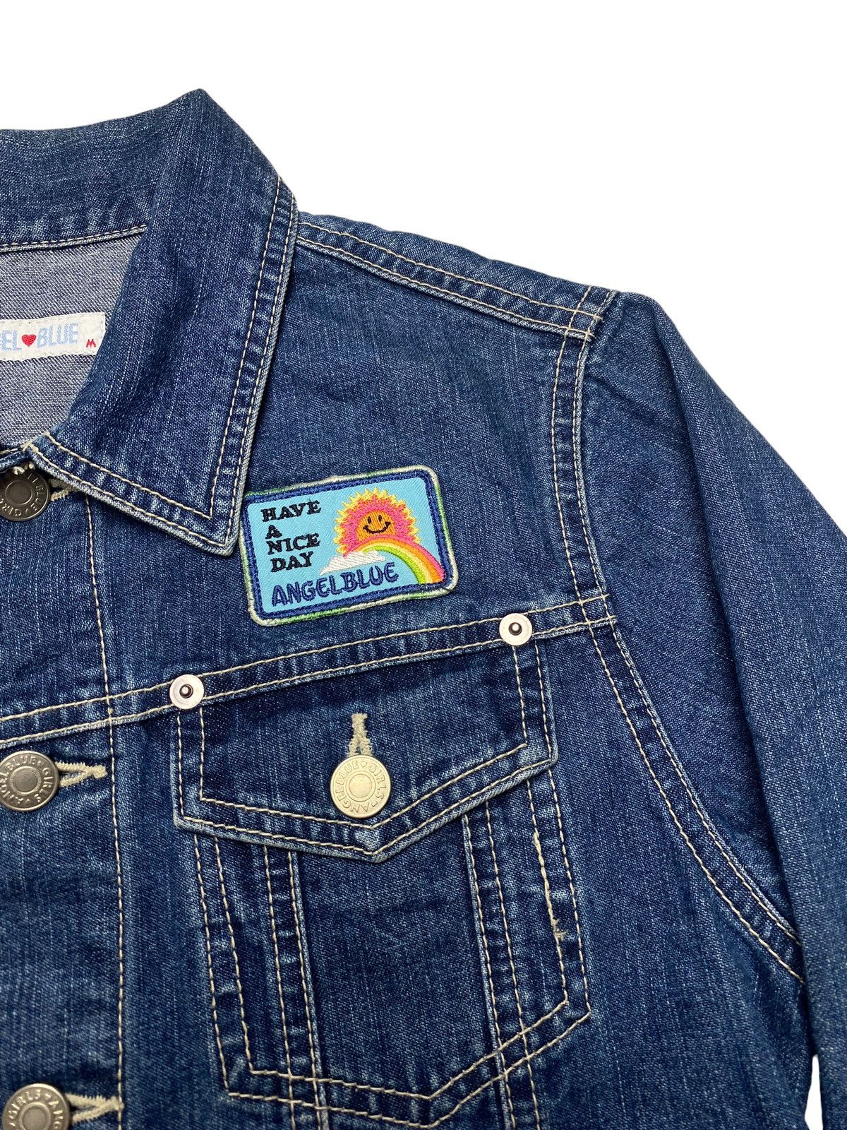 Angel Blue 2000s Angel Blue - Printed Spray Apple Denim Jacket Size M / US 6-8 / IT 42-44 - 6 Thumbnail