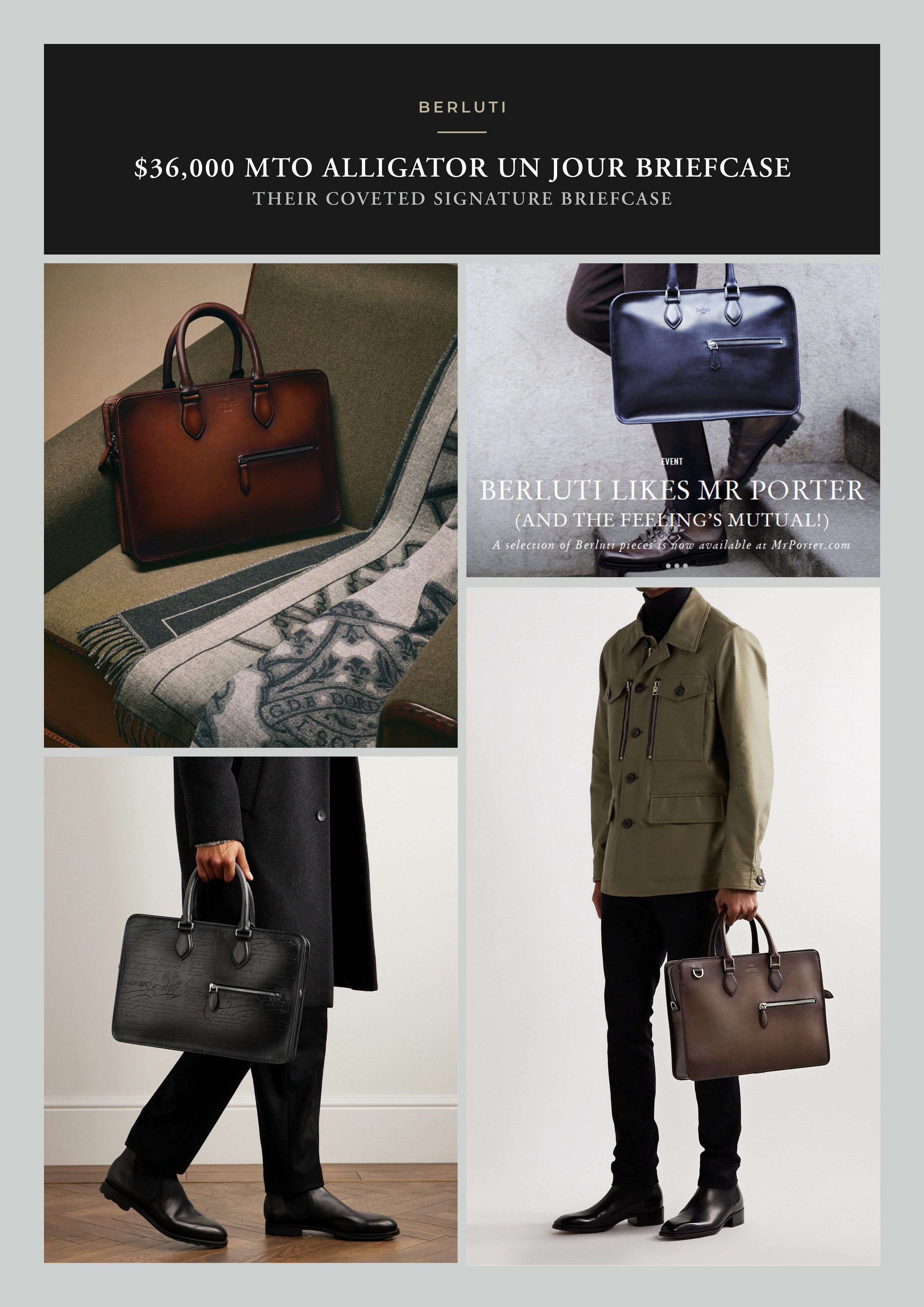 Berluti Ultimate Rare $36K MTO BERLUTI Alligator Crocodile Briefcase Size ONE SIZE - 9 Thumbnail