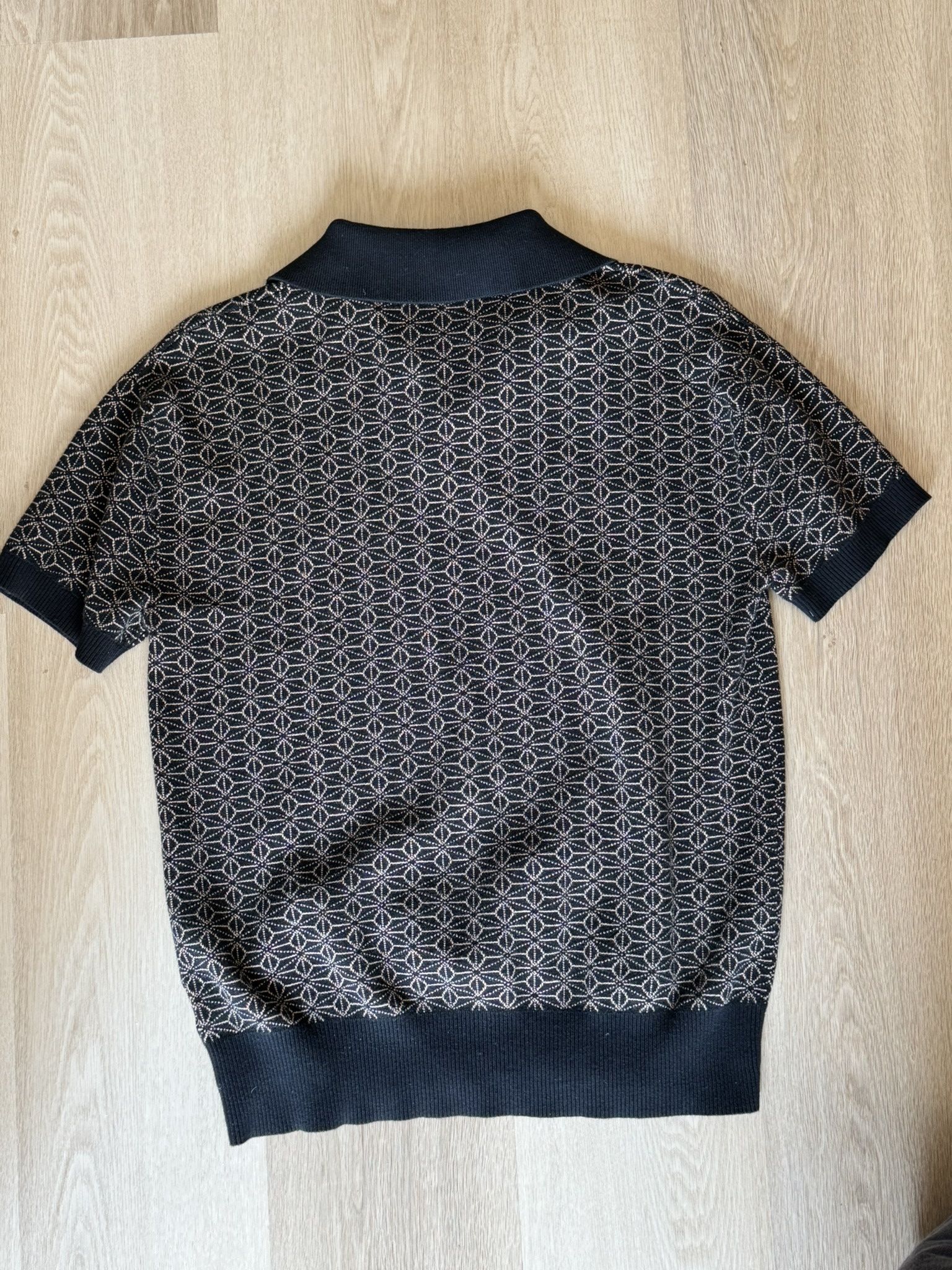 Other Knit Polo Sweater- Black Asanoha - Johnny Collar Size US M / EU 48-50 / 2 - 5 Thumbnail