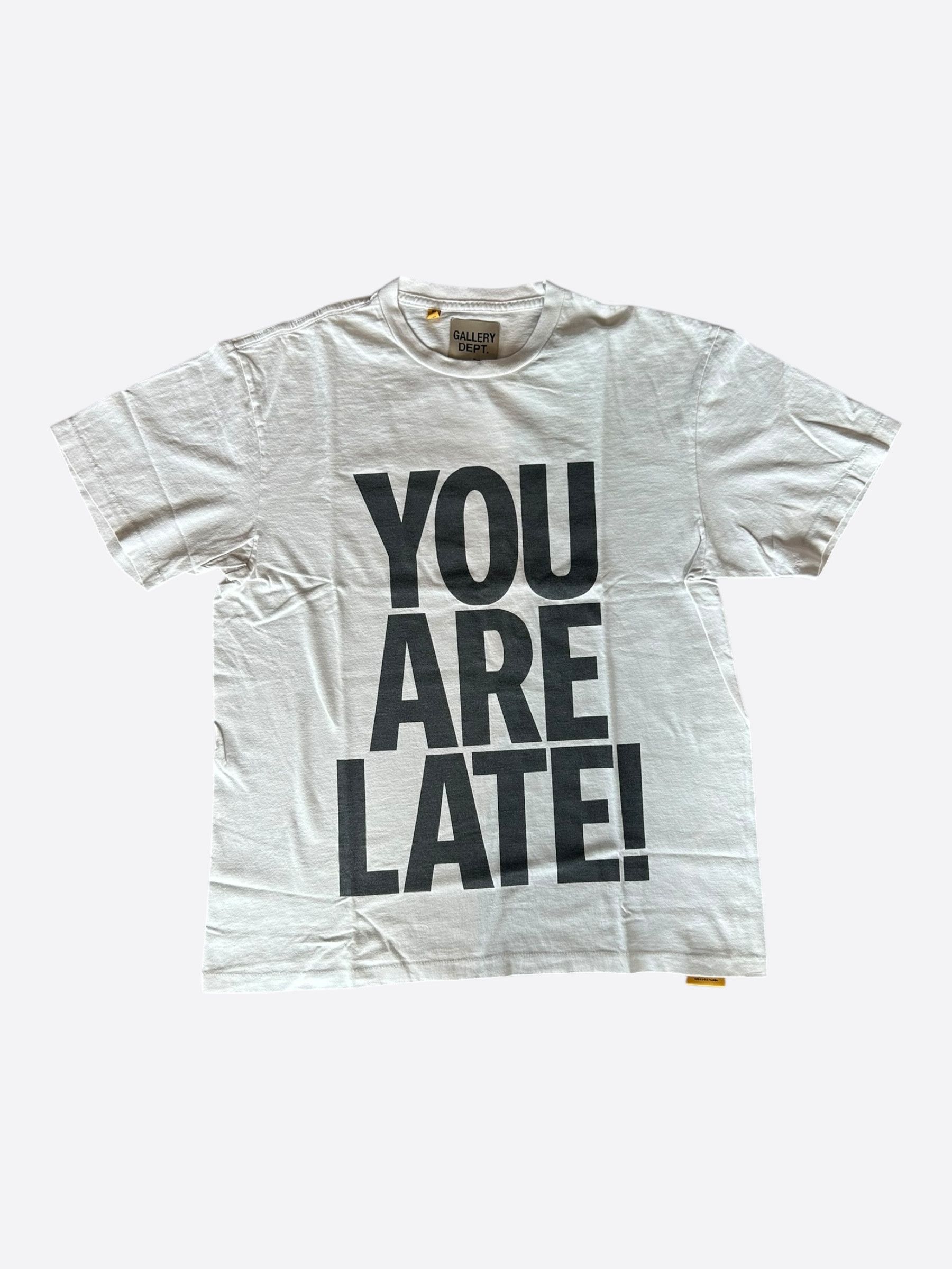 Gallery Dept. Antique White & Black You Are Late! Logo T-Shirt Size US L / EU 52-54 / 3 - 1 Thumbnail