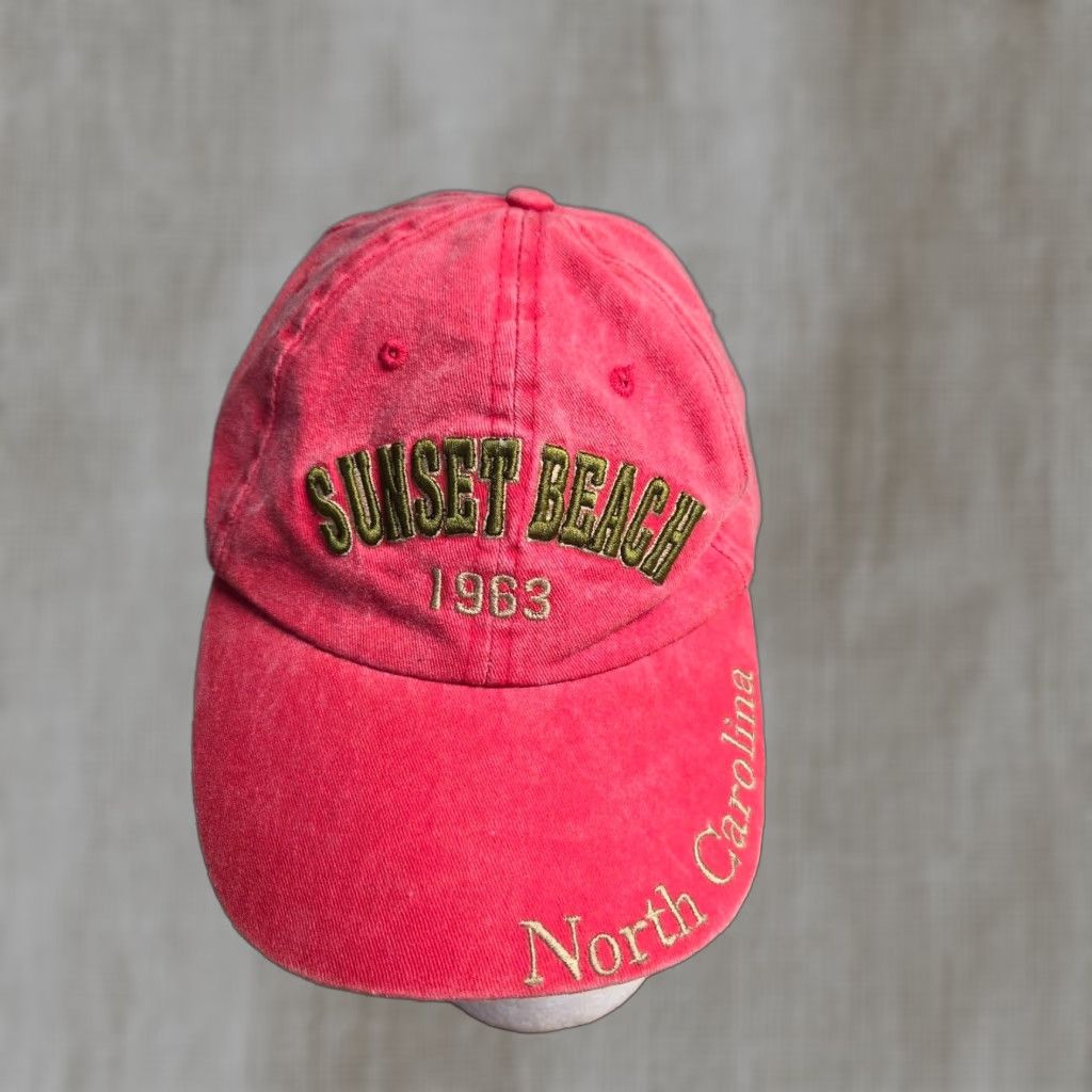 Vintage Vintage Sunset Beach North Carolina Red Cap Baseball Hat Unisex Adult Adjustable Cotton Size ONE SIZE - 1 Thumbnail