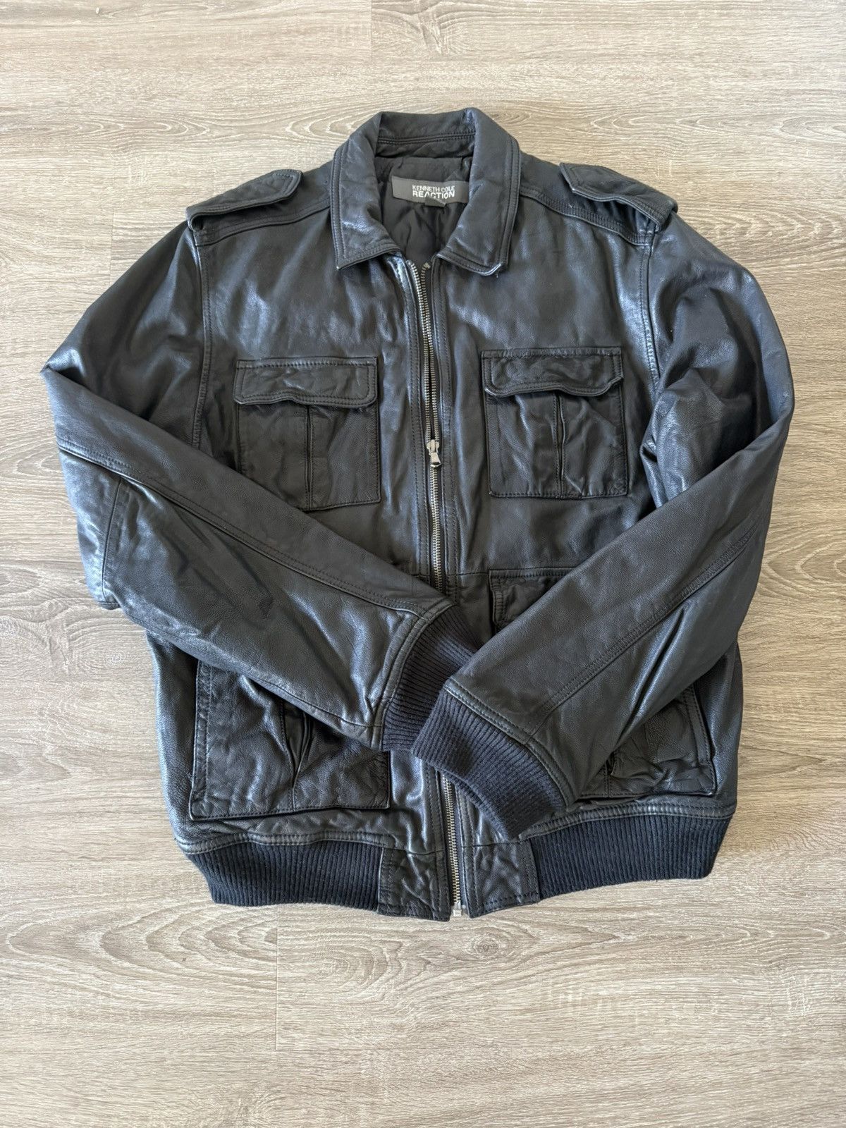 Kenneth Cole James Dean Biker Zipper Leather Jacket Size US M / EU 48-50 / 2 - 1 Thumbnail