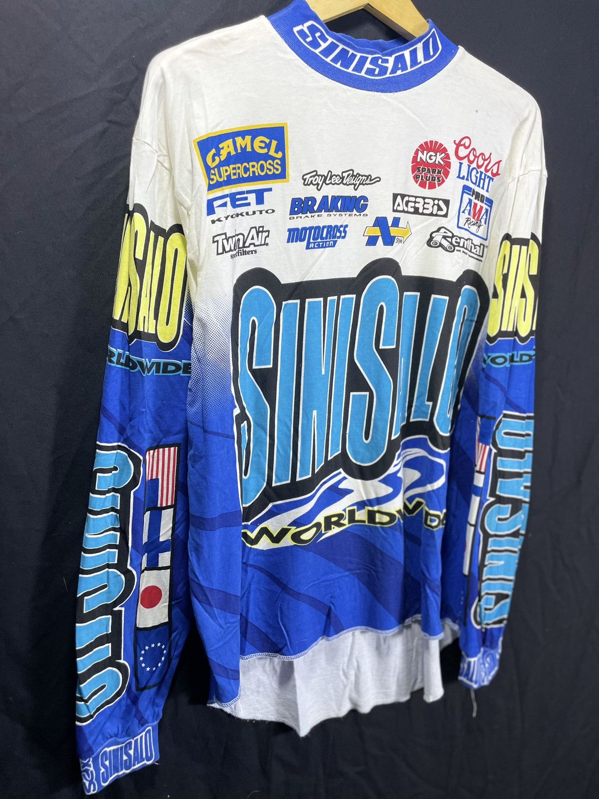 Vintage SiniSalo Worldwide 90s mock neck motocross jersey Troy Lee Size US XL / EU 56 / 4 - 2 Thumbnail