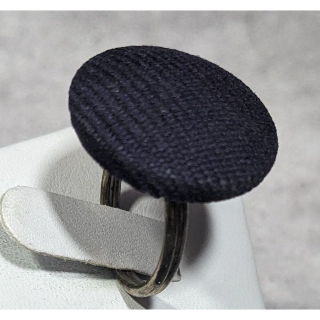 Other Handmade Upcycled Black Fabric Button Ring Size 6 Size ONE SIZE - 2 Thumbnail