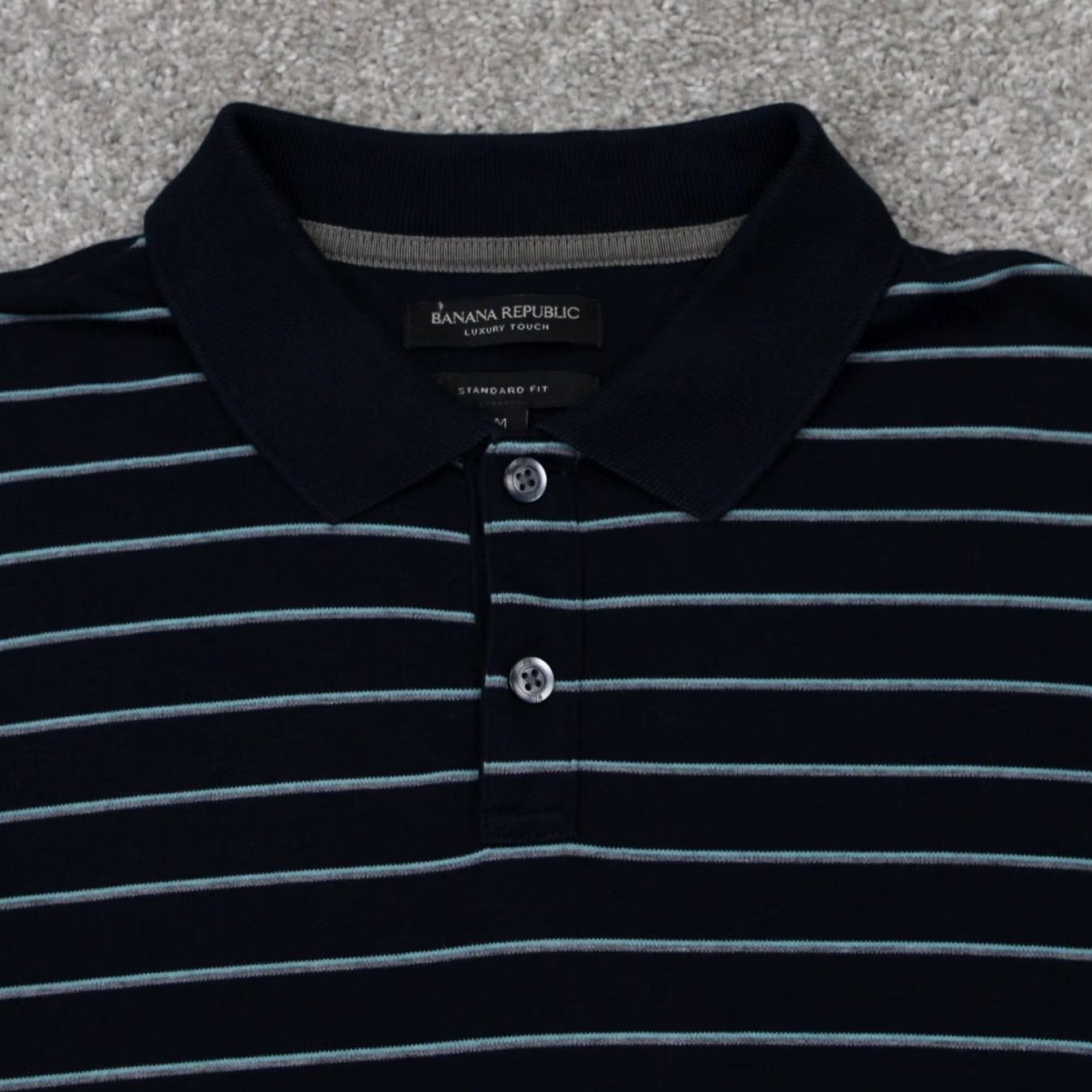 Banana Republic Banana Republic Polo Shirt Mens Medium Blue 100% Cotton Regular Fit Short Sleeve Striped Polo Shirt Mens Blue Banana Republic Polo Shirt Size US M / EU 48-50 / 2 - 4 Thumbnail