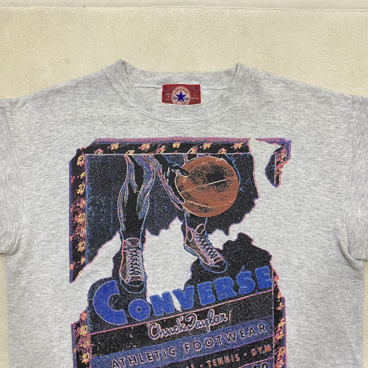 Converse × Vintage Vintage 1993 CONVERSE Big Print Sweatshirt Size US M / EU 48-50 / 2 - 2 Thumbnail