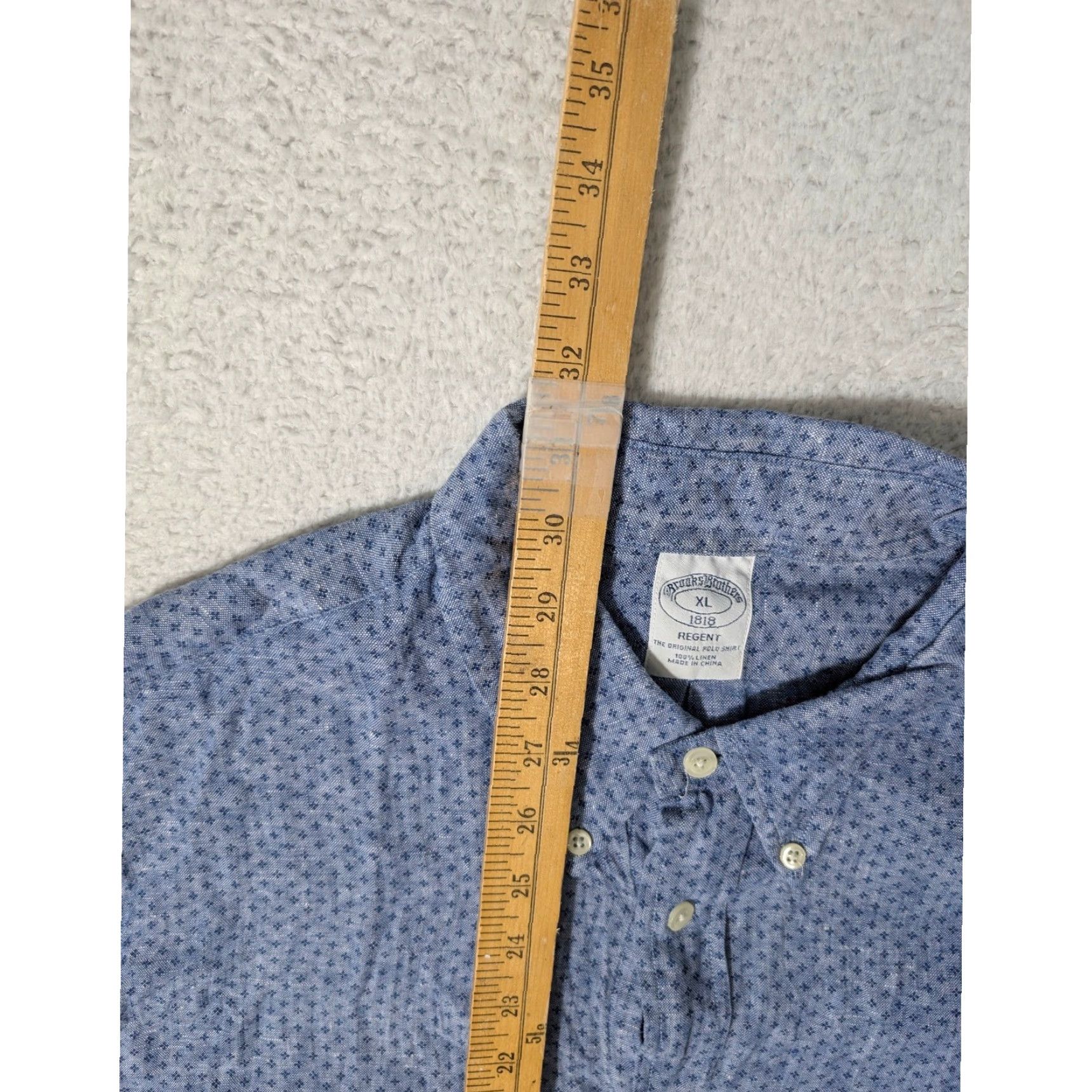 Brooks Brothers Brooks Brothers Button-Down Shirt Mens XL Blue 100% Linen Regent Short Sleeve Geometric Pattern Button-Up Collar 1818 Regent Size US XL / EU 56 / 4 - 4 Thumbnail