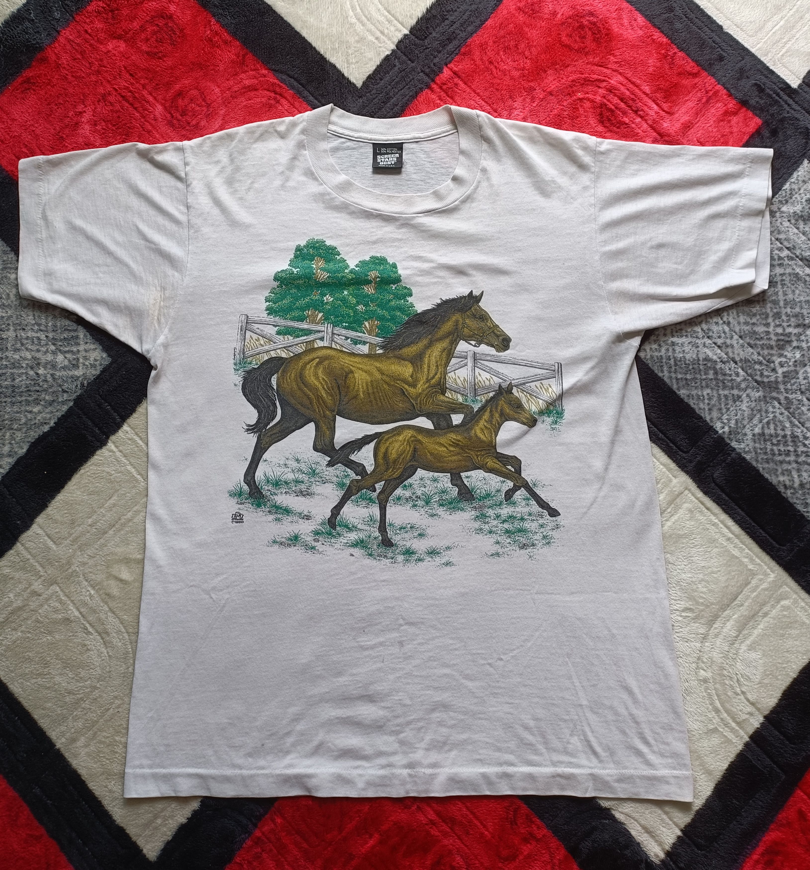 Vintage Vintage 1990 Screen Star T Shirt Single Stitch L White Size US L / EU 52-54 / 3 - 1 Thumbnail