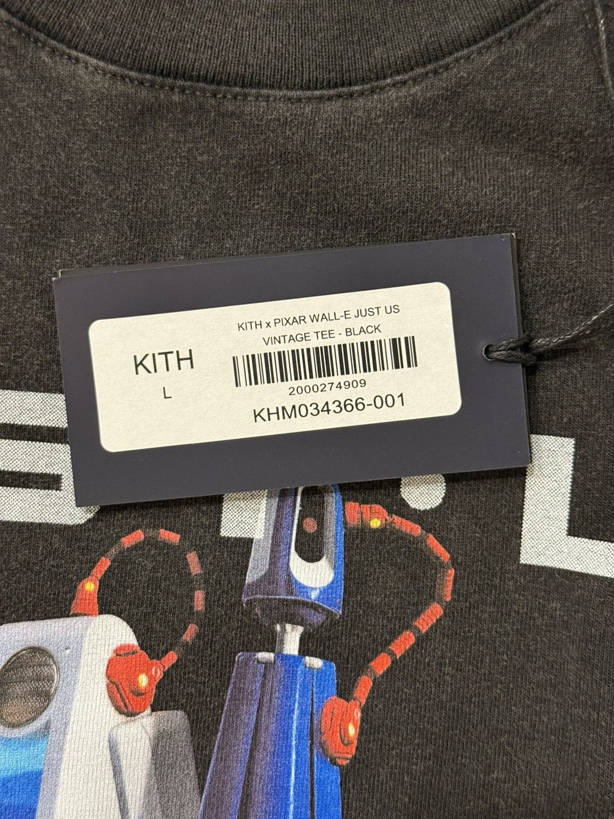 Disney × Kith KITH Disney Pixar WALL-E Just Us Vintage Tee Black Sz Large Size US L / EU 52-54 / 3 - 5 Thumbnail