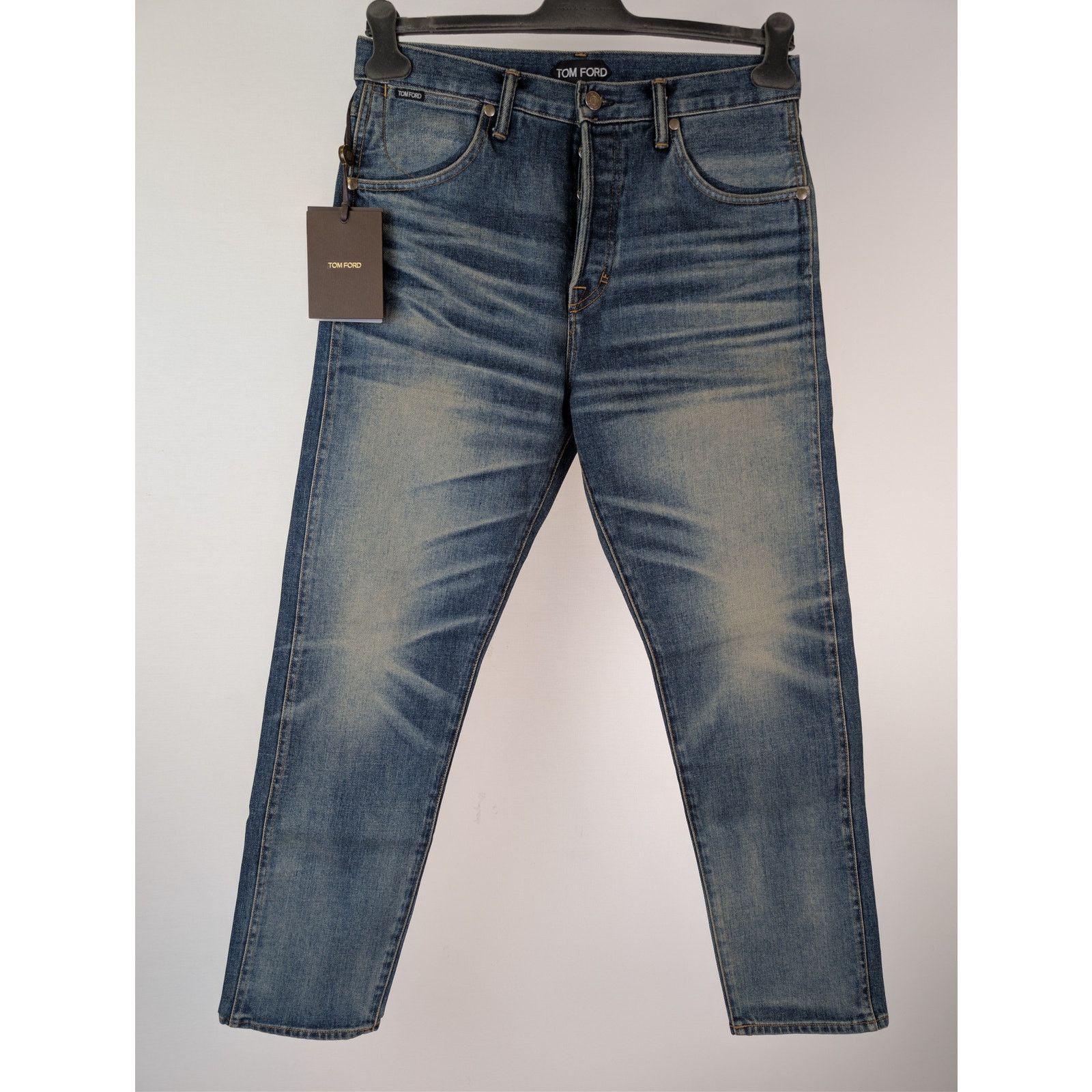 Tom Ford o1rshd1 Tapered Fit Denim Jeans in Indigo Blue Size US 32 / EU 48 - 9 Thumbnail