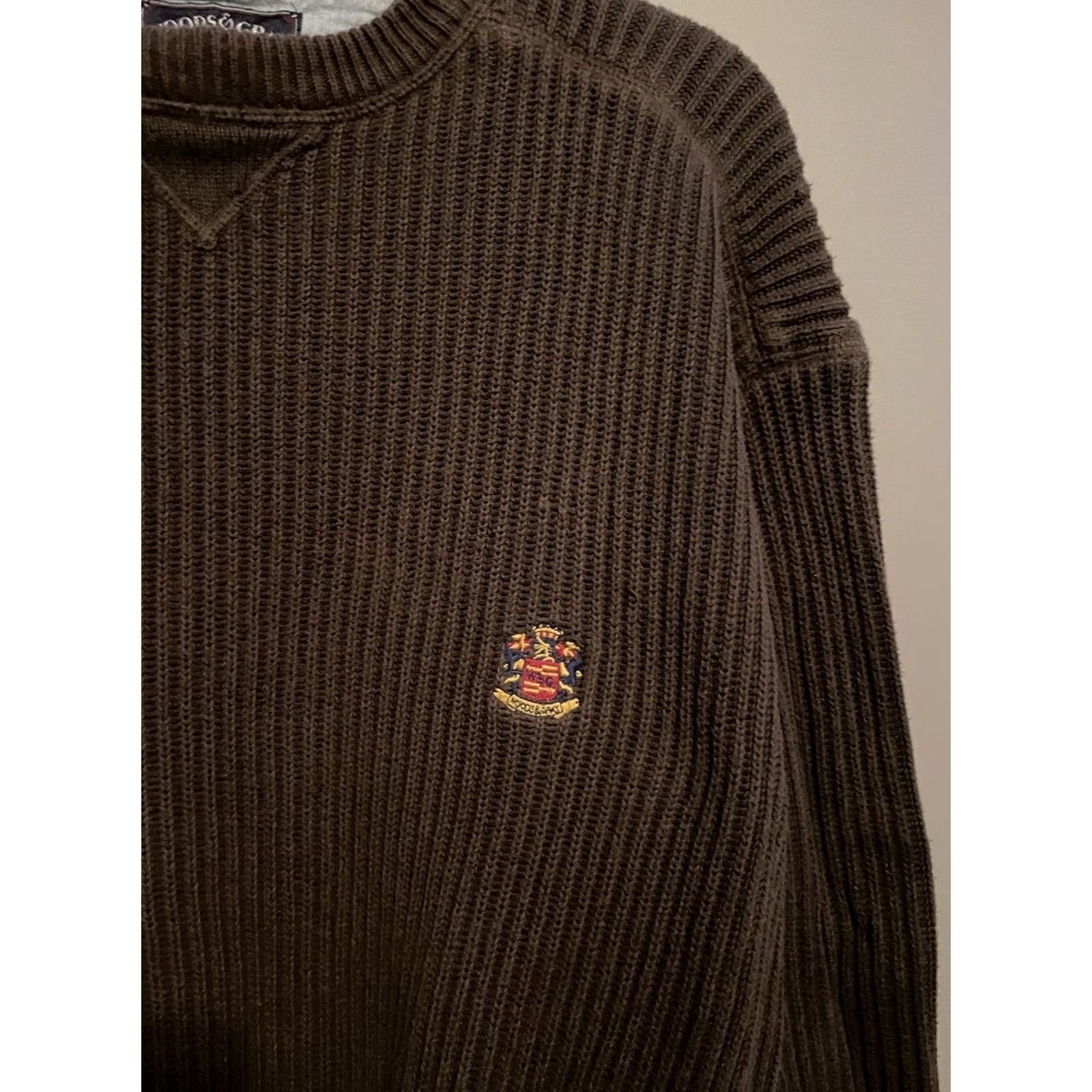 Vintage Woods & Gray Sweater L Brown Crew Neck Pullover 100% Cotton Long Sleeve Knit Logo Men Regular Fall Winter Size US L / EU 52-54 / 3 - 4 Thumbnail
