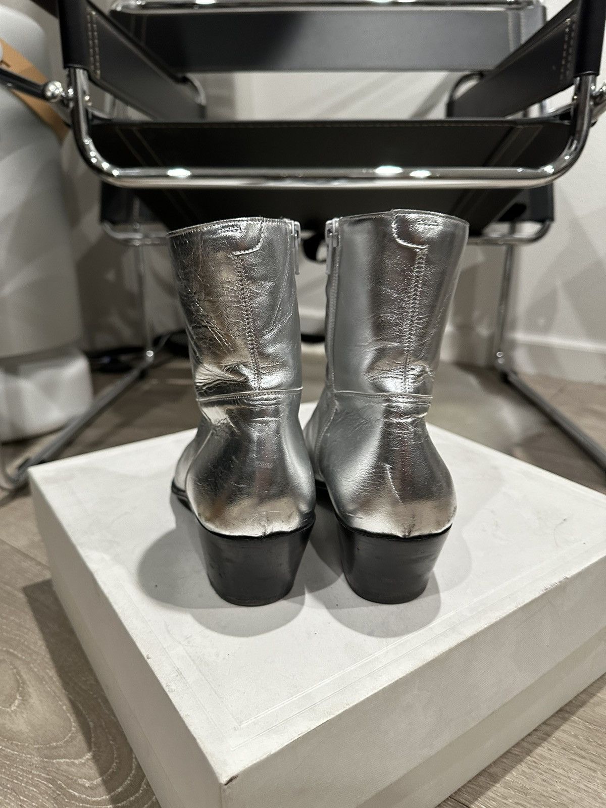 Celine × Hedi Slimane SS19 Silver Jacno 60mm Boots 41 Size US 8.5 / EU 41-42 - 4 Thumbnail