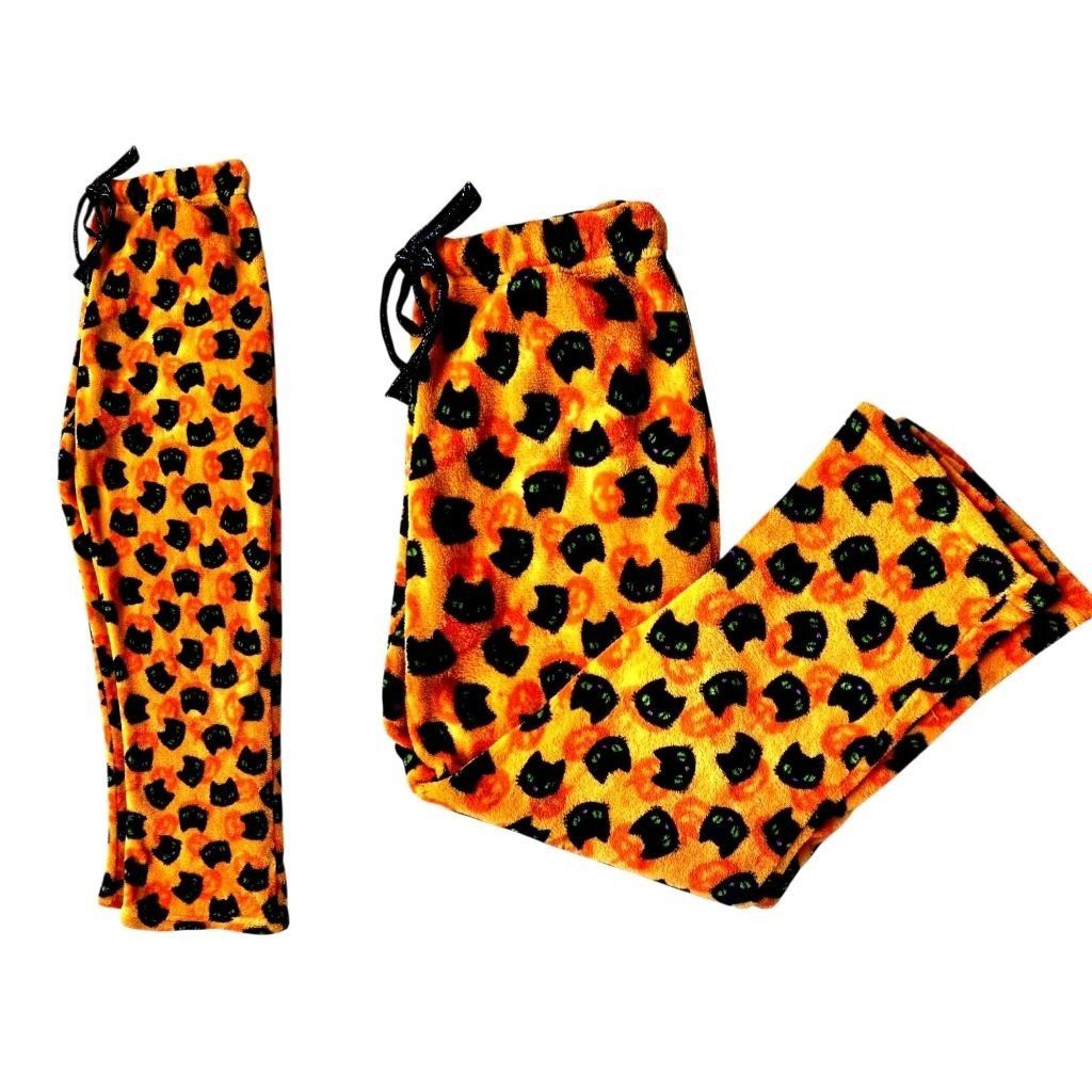 Other Pillow Talk Pajama Bottoms Medium Black Cats Jack O Lanterns Size 30" / US 8 / IT 44 - 4 Thumbnail
