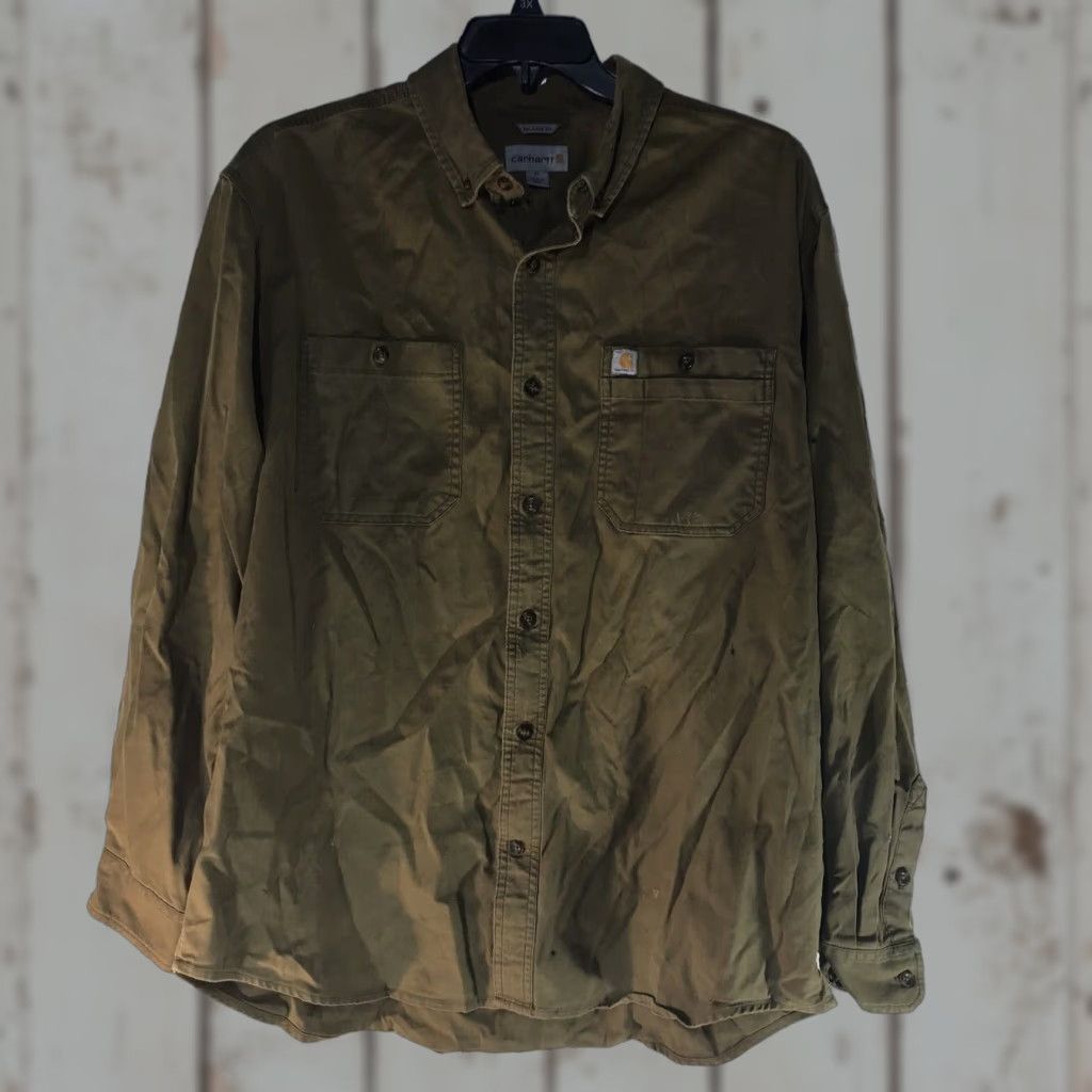 Carhartt VINTAGE Carhartt Canvas Button-Up Shirt Men XL Brown Casual Workwear Outdoor 90s Size US XL / EU 56 / 4 - 1 Thumbnail