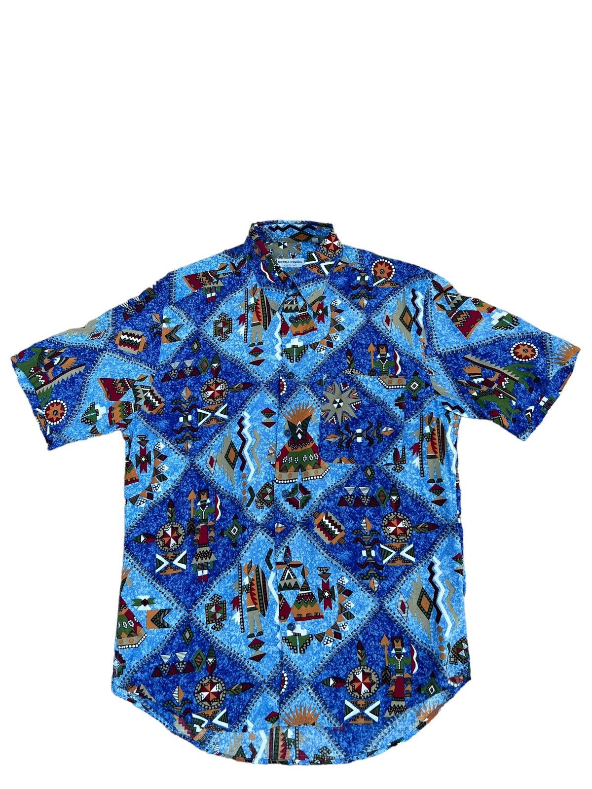 Vintage Michele D’Ambra Italy Ancient Middle East Art Rayon Shirt Size US M / EU 48-50 / 2 - 1 Thumbnail