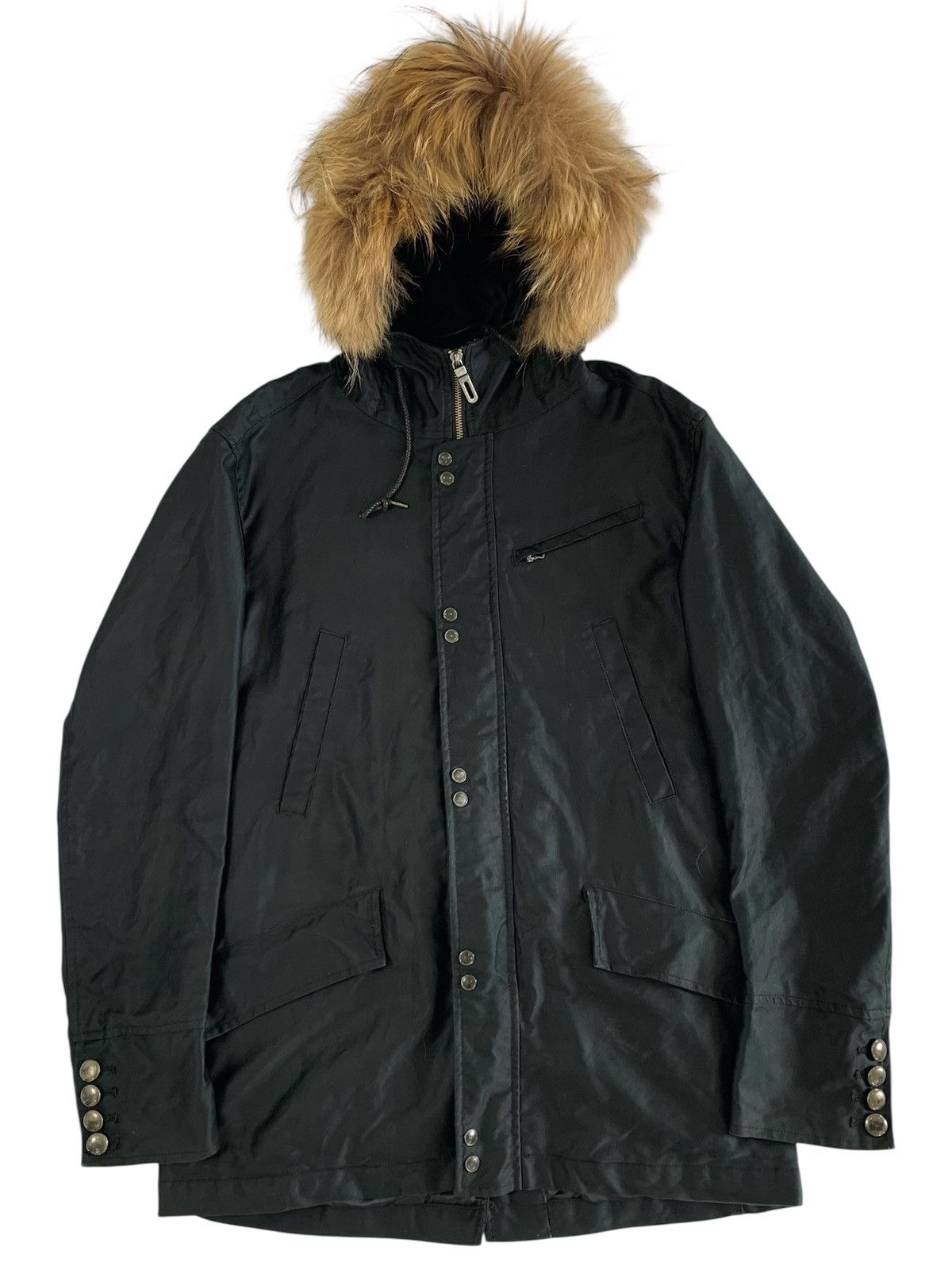 Le Grande Bleu (L.G.B.) Avant garde style men's parka jacket with a furry hood Size US L / EU 52-54 / 3 - 1 Thumbnail