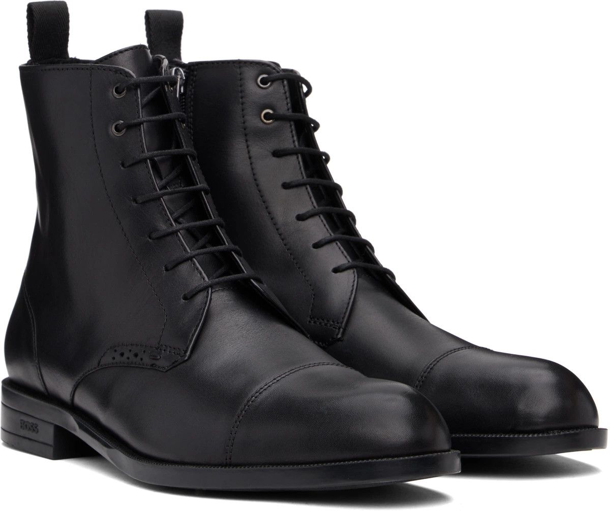 Hugo Boss BOSS black leather lace-up boots Size US 11 / EU 44 - 3 Thumbnail