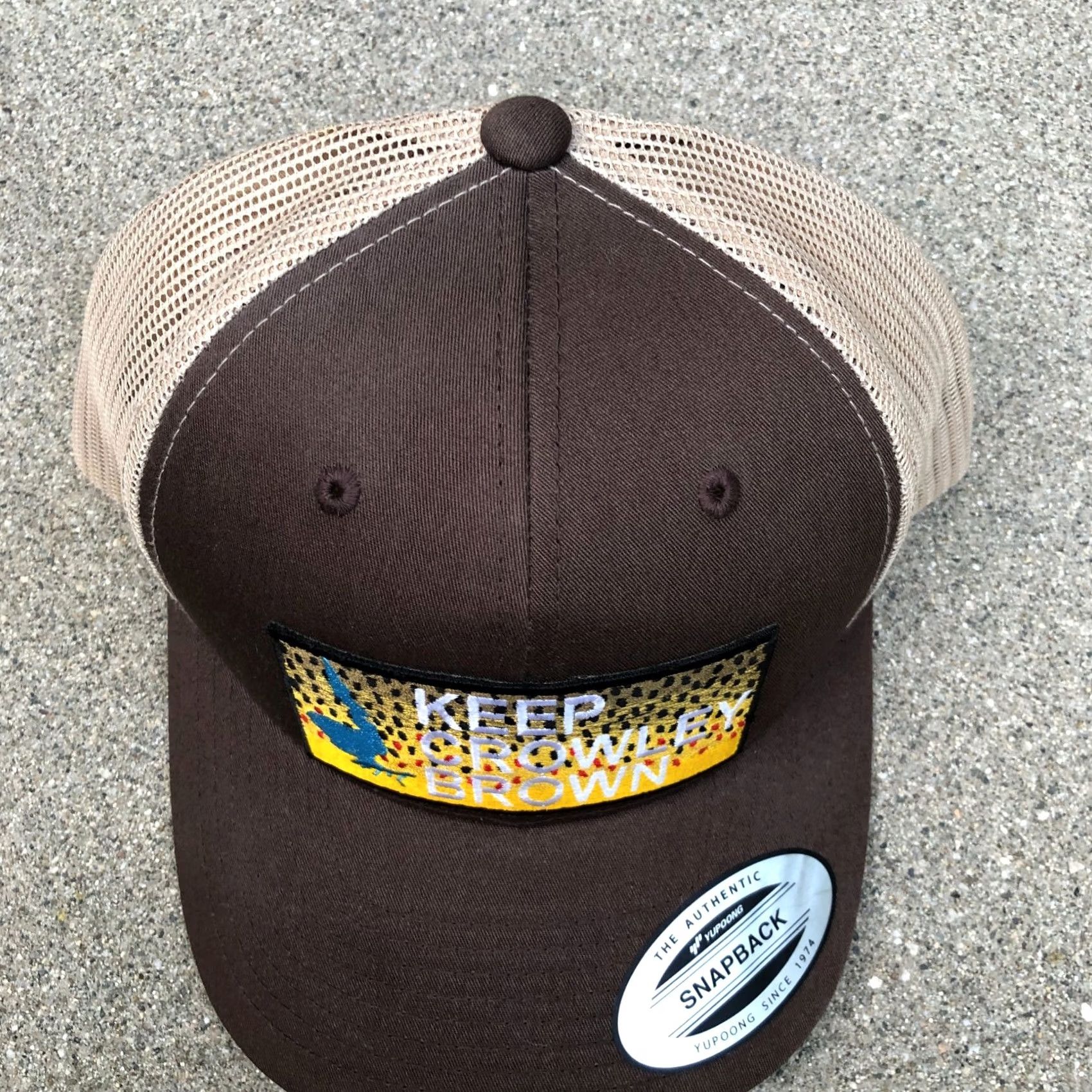 Vintage KEEP CROWLEY BROWN Trucker Hat Men's Snapback Lake California Brown Cap Hat Size ONE SIZE - 3 Thumbnail