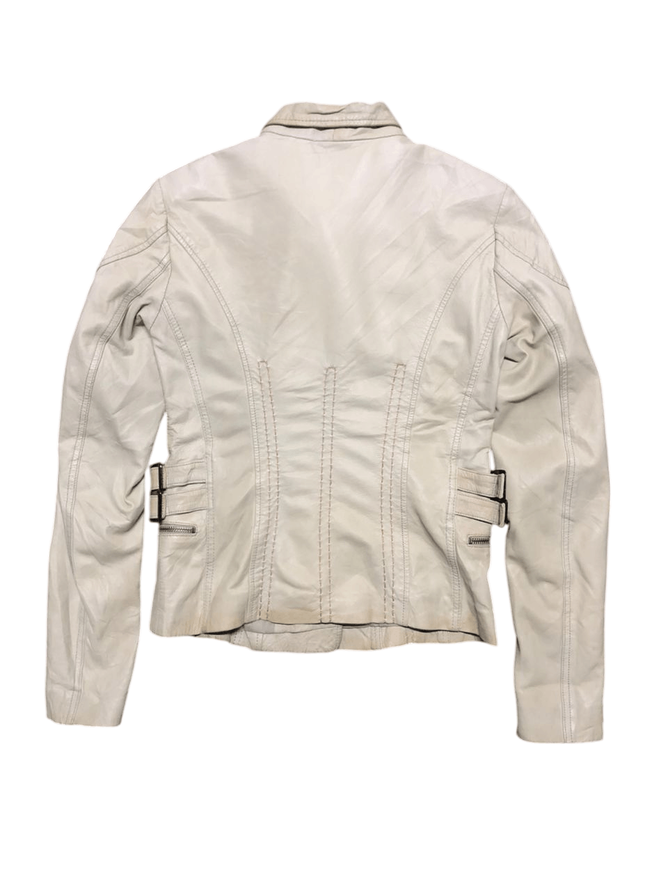 Branded Leather × Leather MAX&Co. Double Collar Lamb leather Ride Jacket Cream Size US XXS / EU 40 - 3 Thumbnail