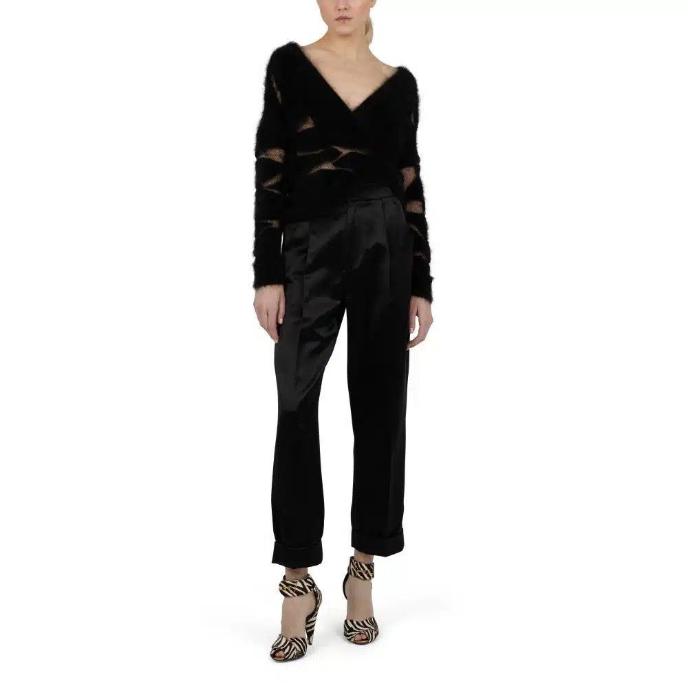 Tom Ford o1loc1c0526 PAW281 Silk Duchesse Boyfriend Cut Pant in Black Size 25" / US 0 / IT 36 - 5 Thumbnail