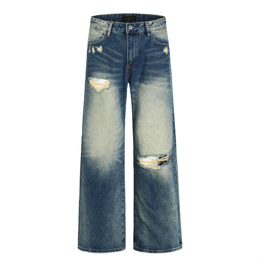 Japanese Brand × Vintage Men's high street trend washed ripped heavy distressed jeans Size US 32 / EU 48 - 1 Thumbnail