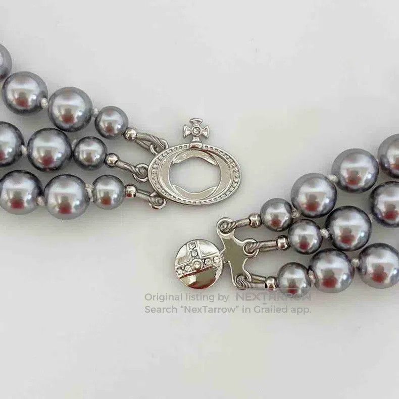 Vivienne Westwood Vivienne Westwood Gray Pearl Long Necklace Sweater Chain Size ONE SIZE - 6 Thumbnail