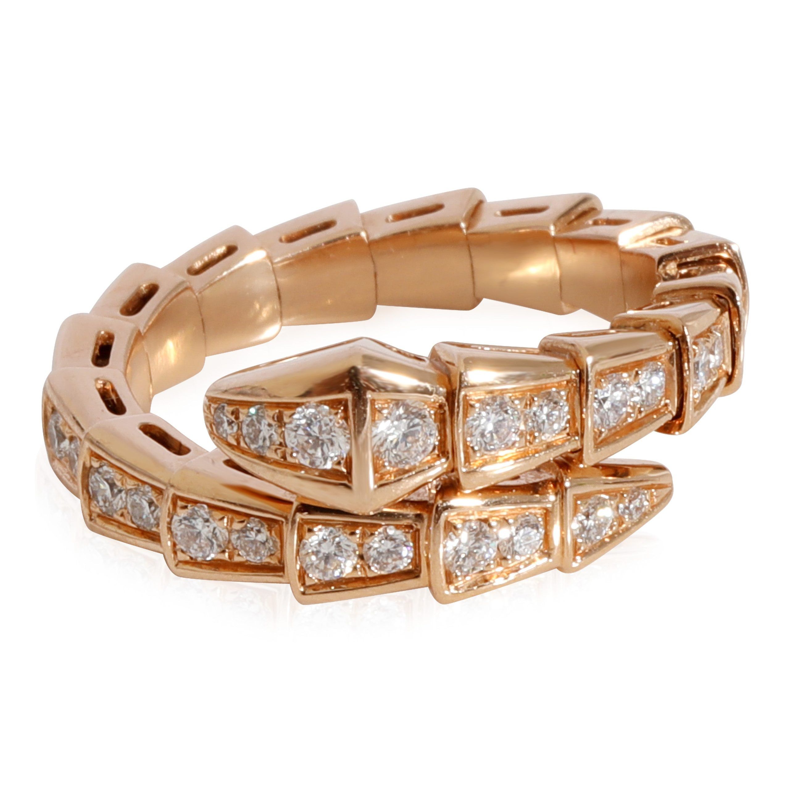 image of Bvlgari Serpenti Viper Diamond Ring In 18K Rose Gold 0.66 Ctw, Women's