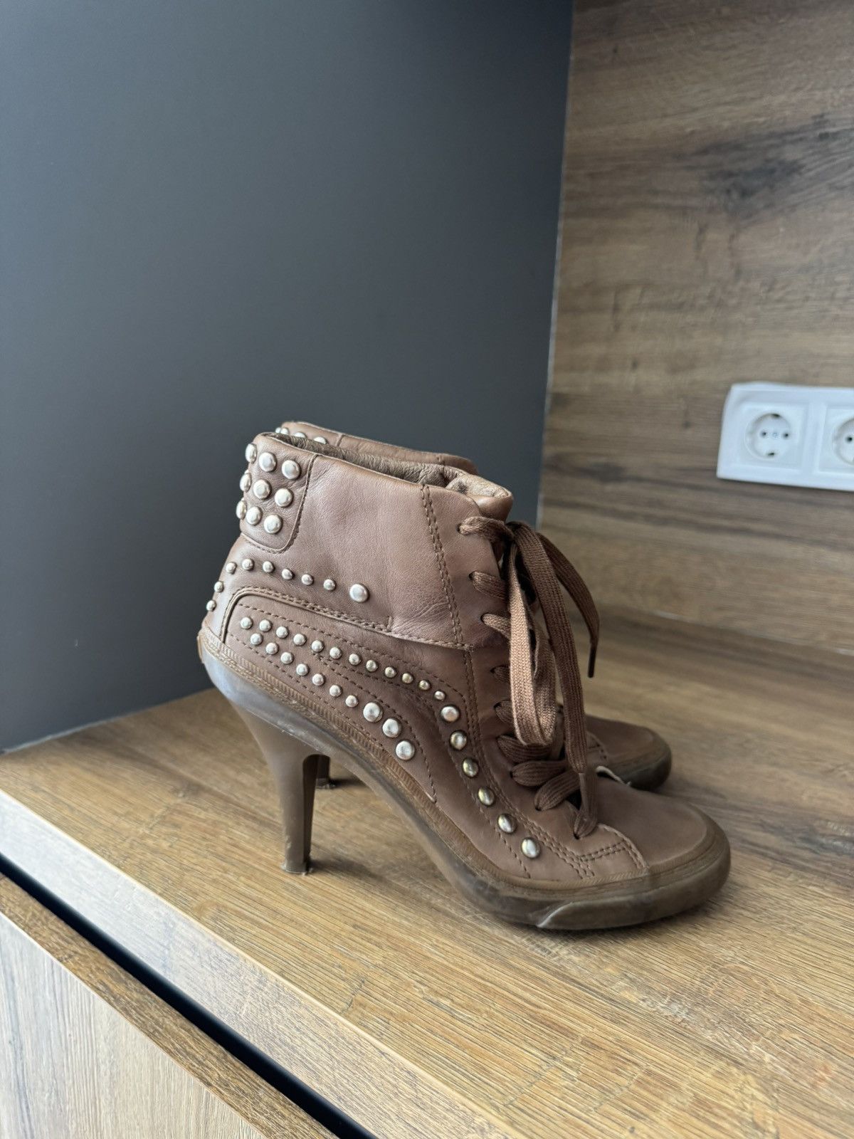 ASH Ash Thelma Wedge Genial Buckled Leather Size 38 Size US 8 / IT 38 - 1 Thumbnail
