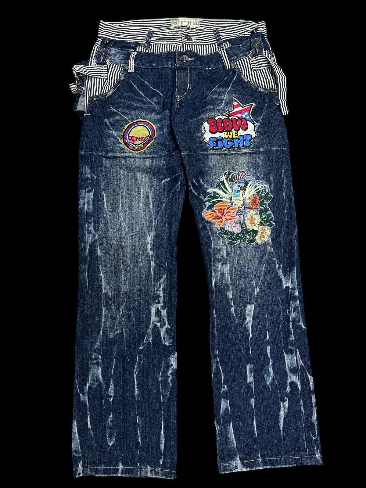 Kapital Double Waist💥 Blue Washed Embroid Hickory Style 💥 Size US 36 / EU 52 - 1 Thumbnail