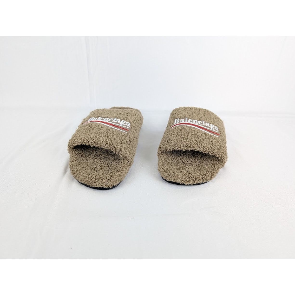 Balenciaga o1rshd1 Q:2 / Furry Slide in Khaki / White / Red Size US 8 / EU 41 - 8 Thumbnail