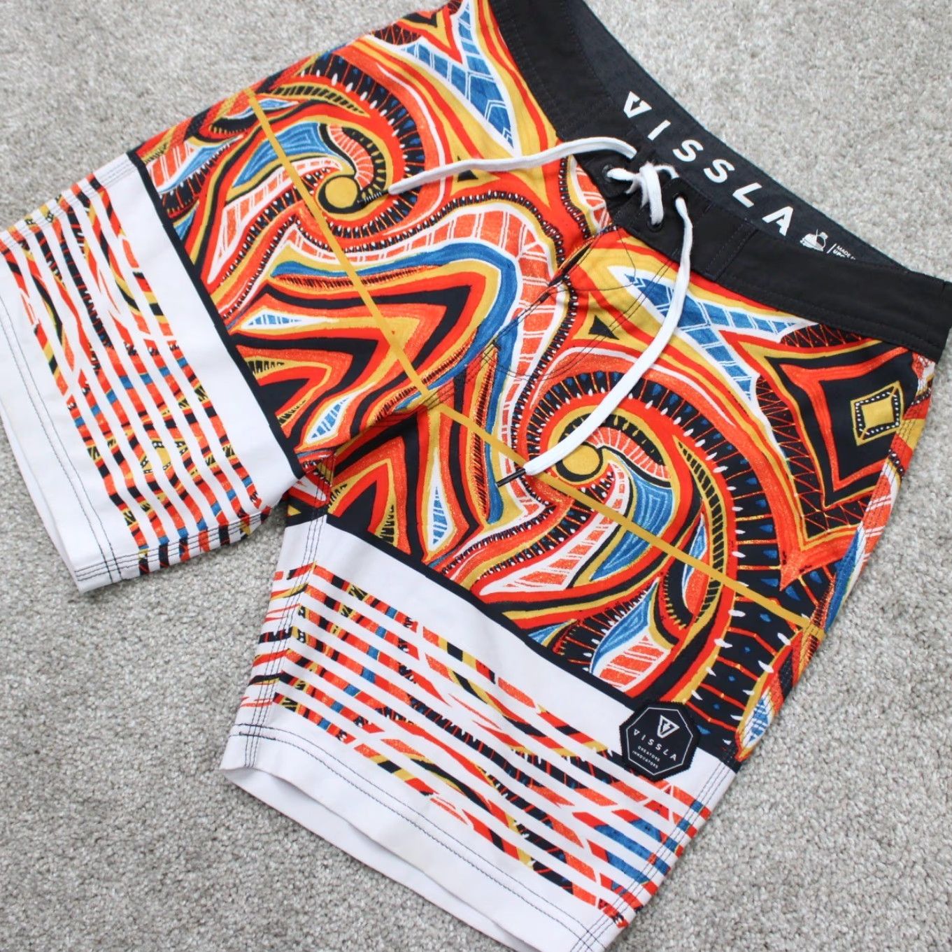 Vissla VISSLA Board Shorts Mens 28 Orange Blue Swim Trunks Stretch Pockets Floral Beach 90s? Size ONE SIZE - 3 Thumbnail