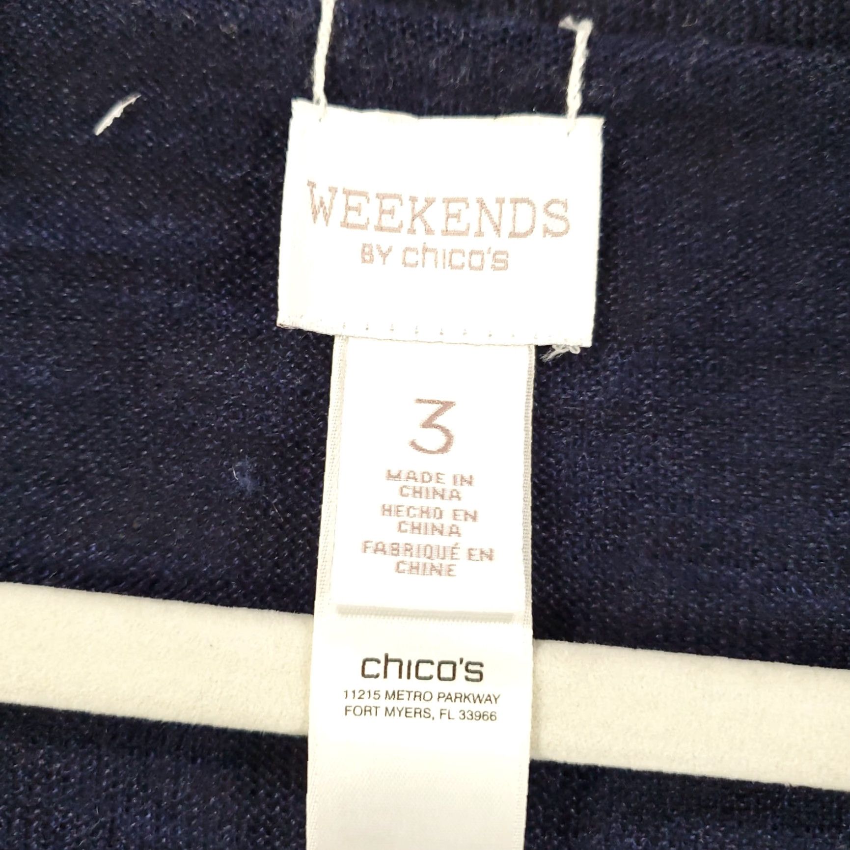 Vintage Chico's Womens Cardigan Sweater XL Blue White Heathered Geometric Knit Open Front Casual Fall Winter Size XL / US 12-14 / IT 48-50 - 5 Thumbnail