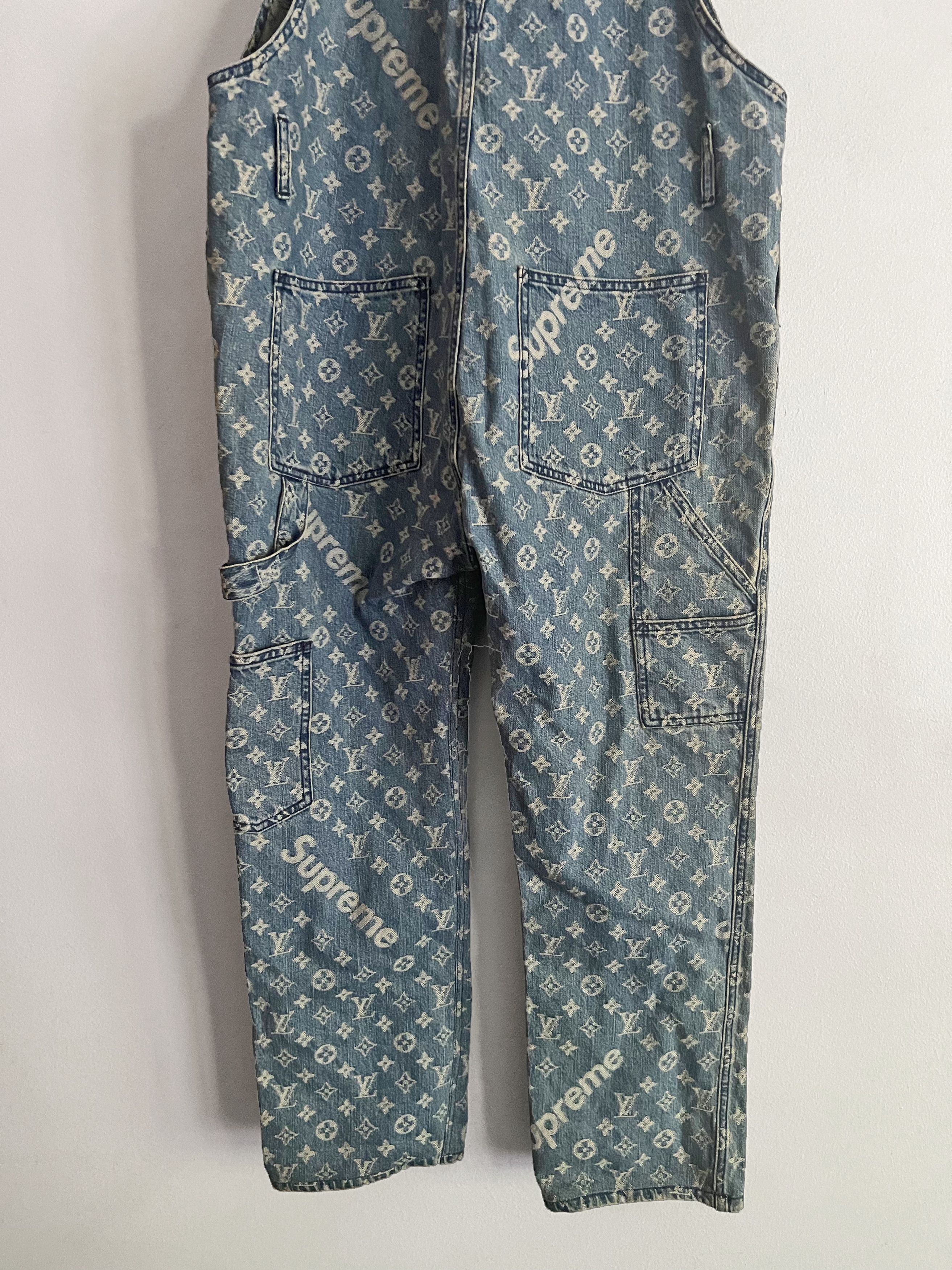 Louis Vuitton × Supreme LV X Supreme Sz32 Blue Monogram Denim Overall Size US 32 / EU 48 - 5 Thumbnail