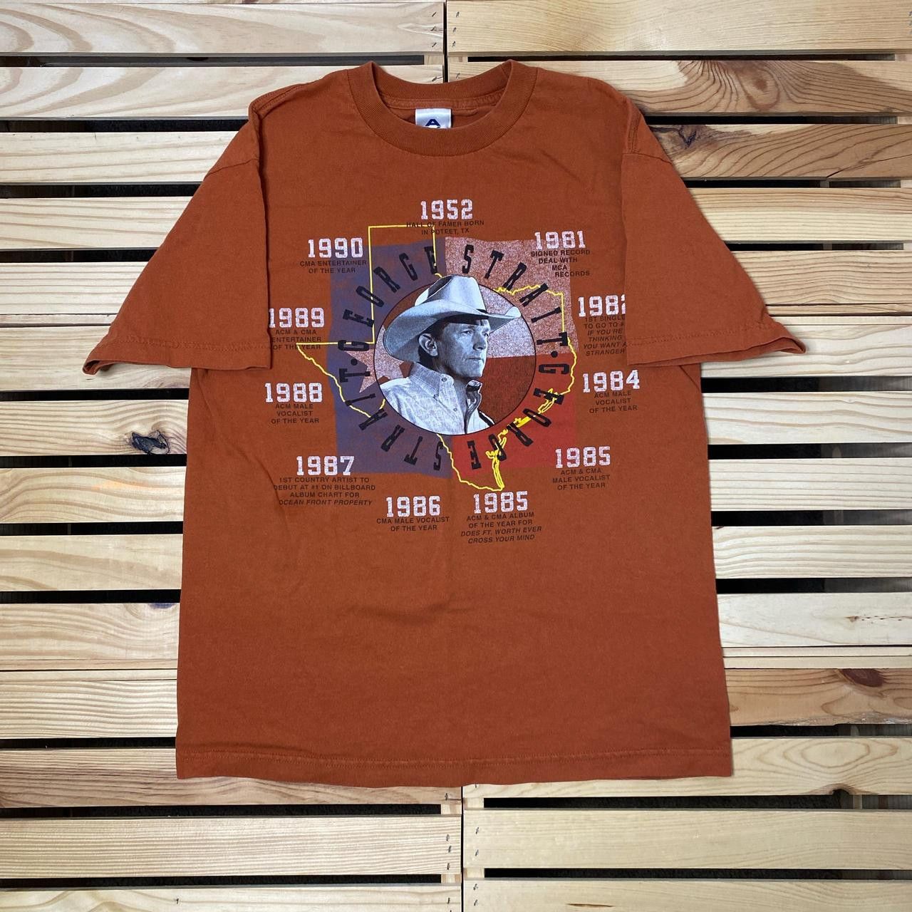 AAA Vintage George Strait Orange Country Music Tee Size Medium Size US M / EU 48-50 / 2 - 1 Thumbnail