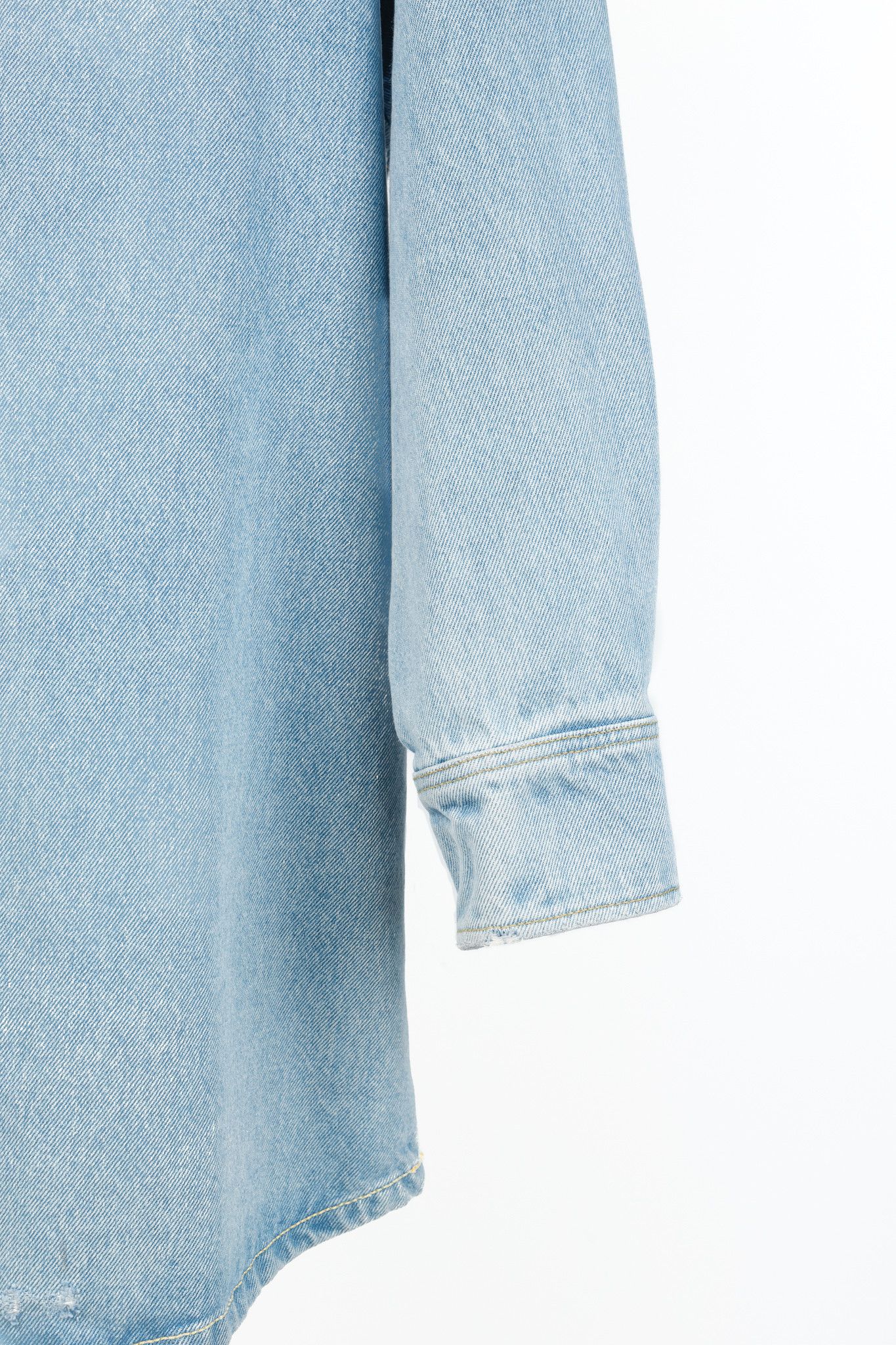 Prada Prada Bleu Distressed Oversized Organic Denim Shirt Size XS / US 0-2 / IT 36-38 - 7 Thumbnail