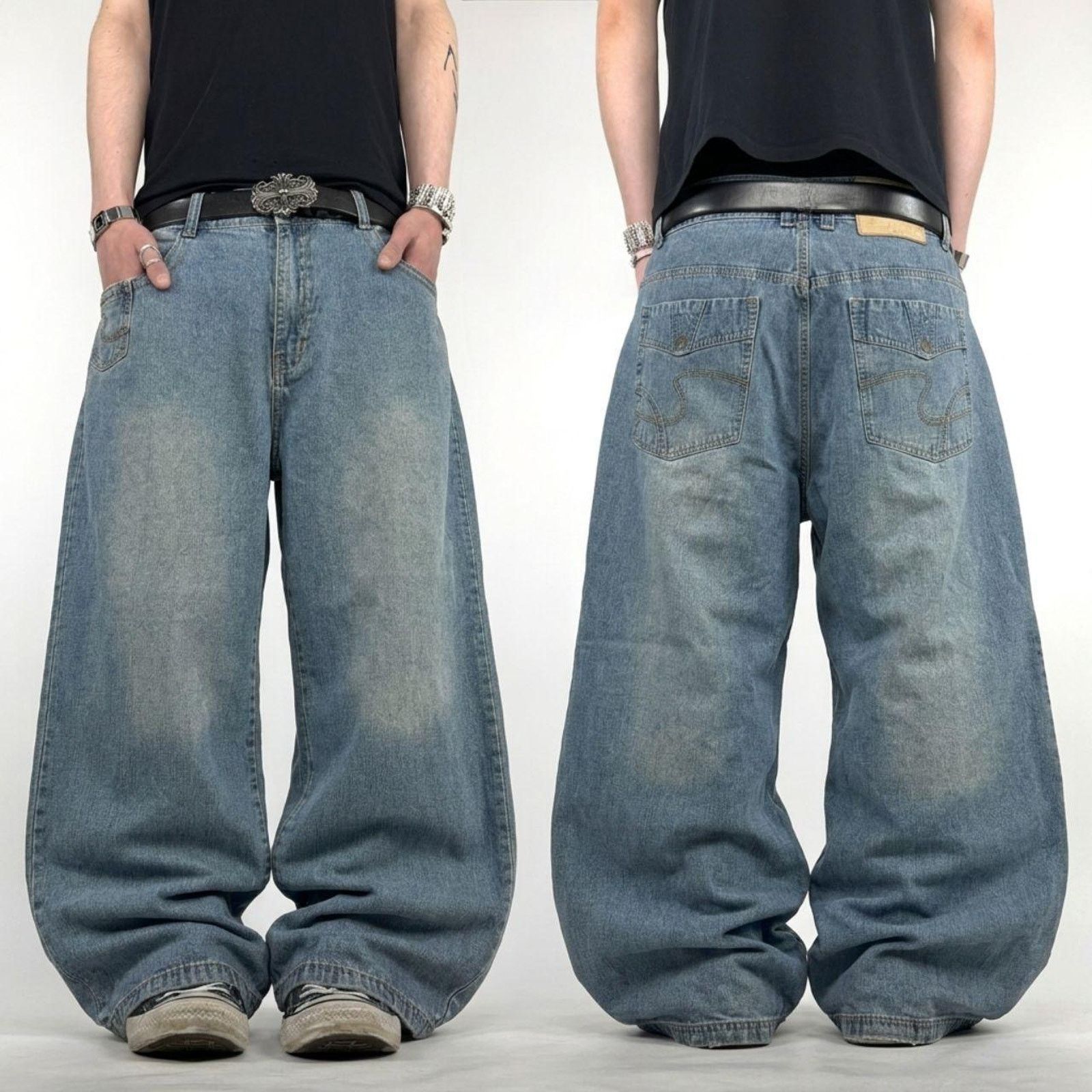 Vintage y2k mud wash archive rare skater baggy wide leg jean