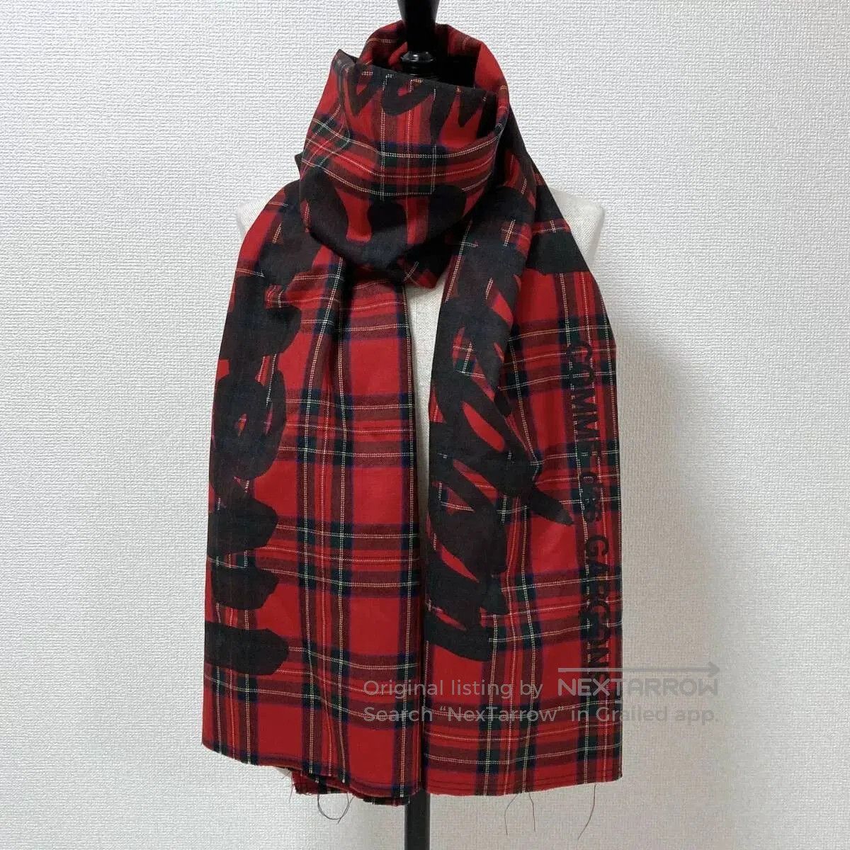Comme des Garcons Red Plaid Wool Shawl Scarf. Size ONE SIZE - 1 Thumbnail
