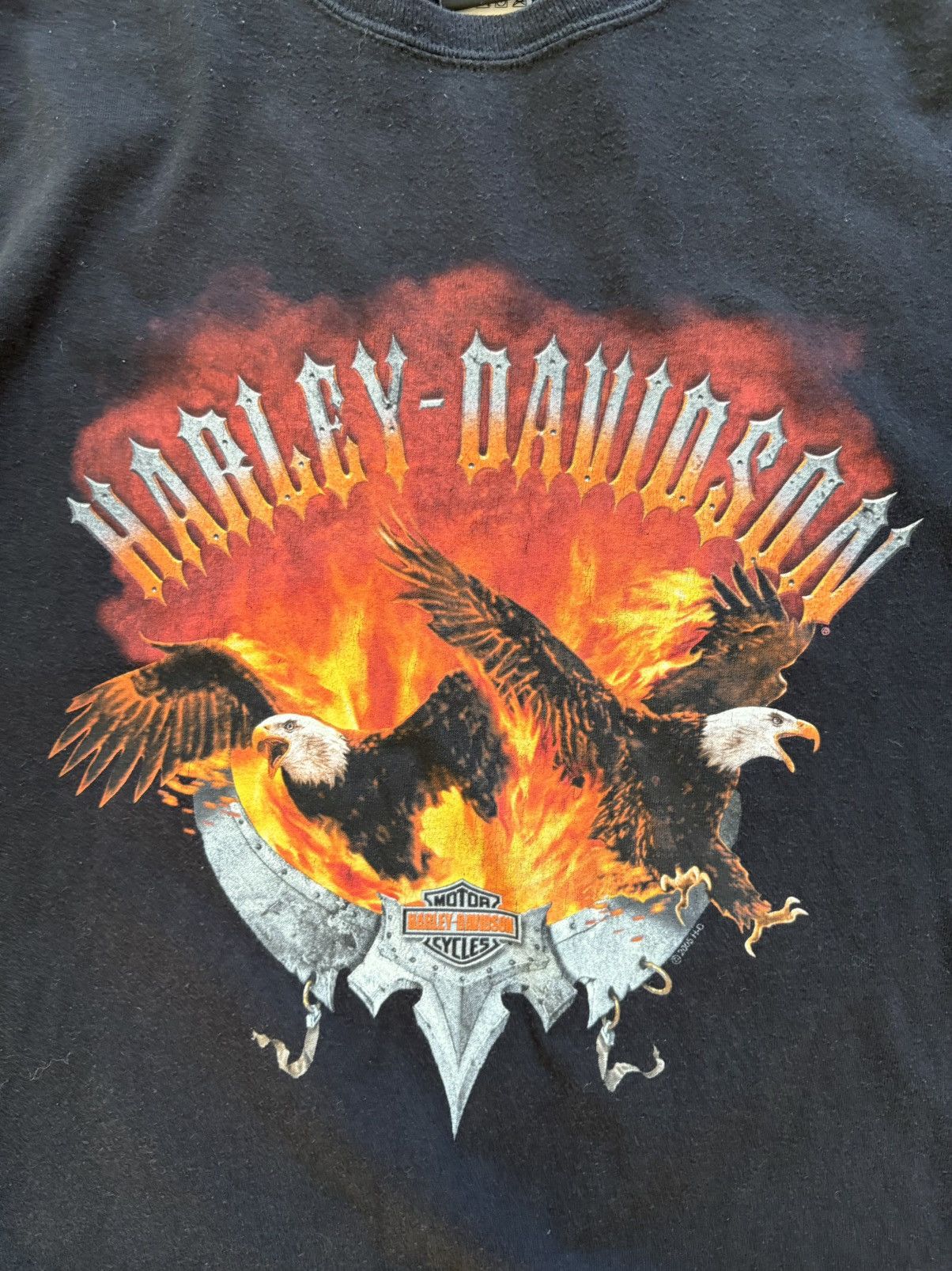 Harley Davidson Harley Davidson Vintage 90s Flaming Eagles Graphic Tee XL Size US XL / EU 56 / 4 - 6 Thumbnail