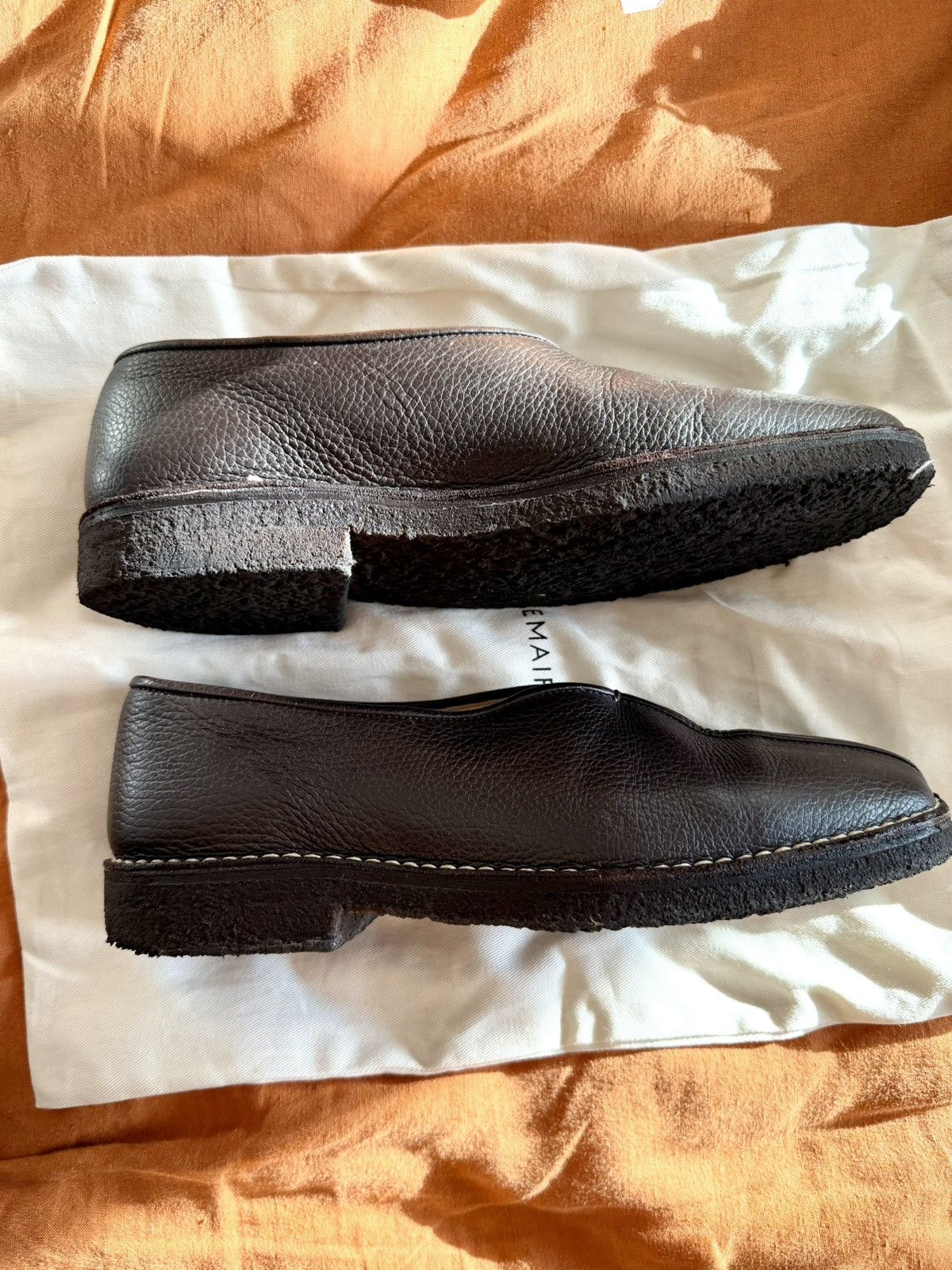 Lemaire Lemaire Dark Brown Crepe Loafers US8.5 Size US 8.5 / EU 41-42 - 4 Thumbnail